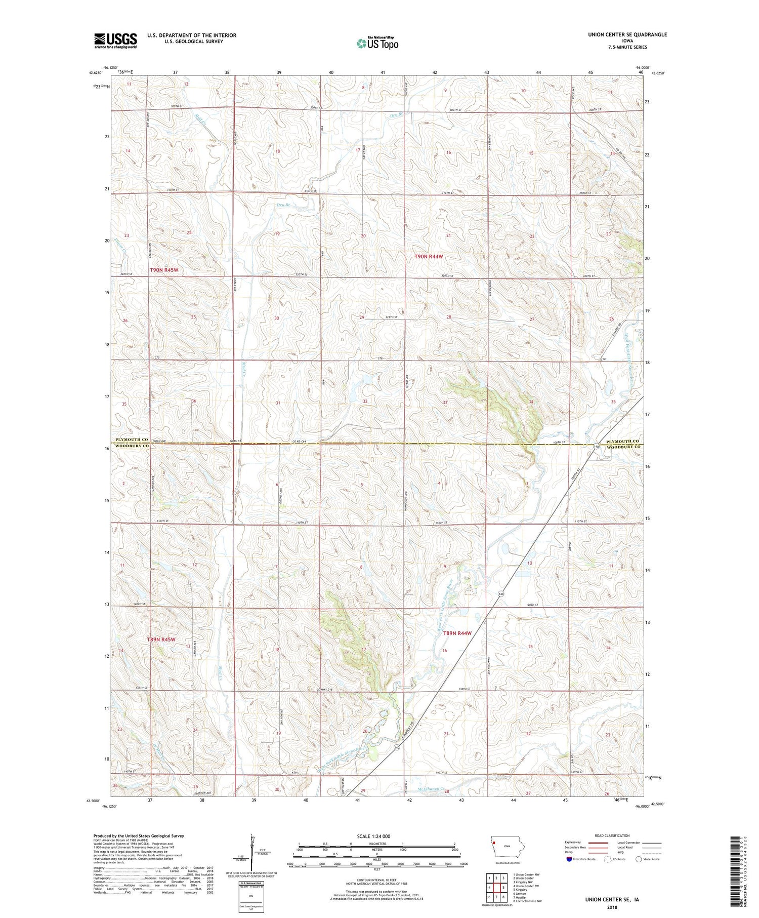 Union Center SE Iowa US Topo Map Image