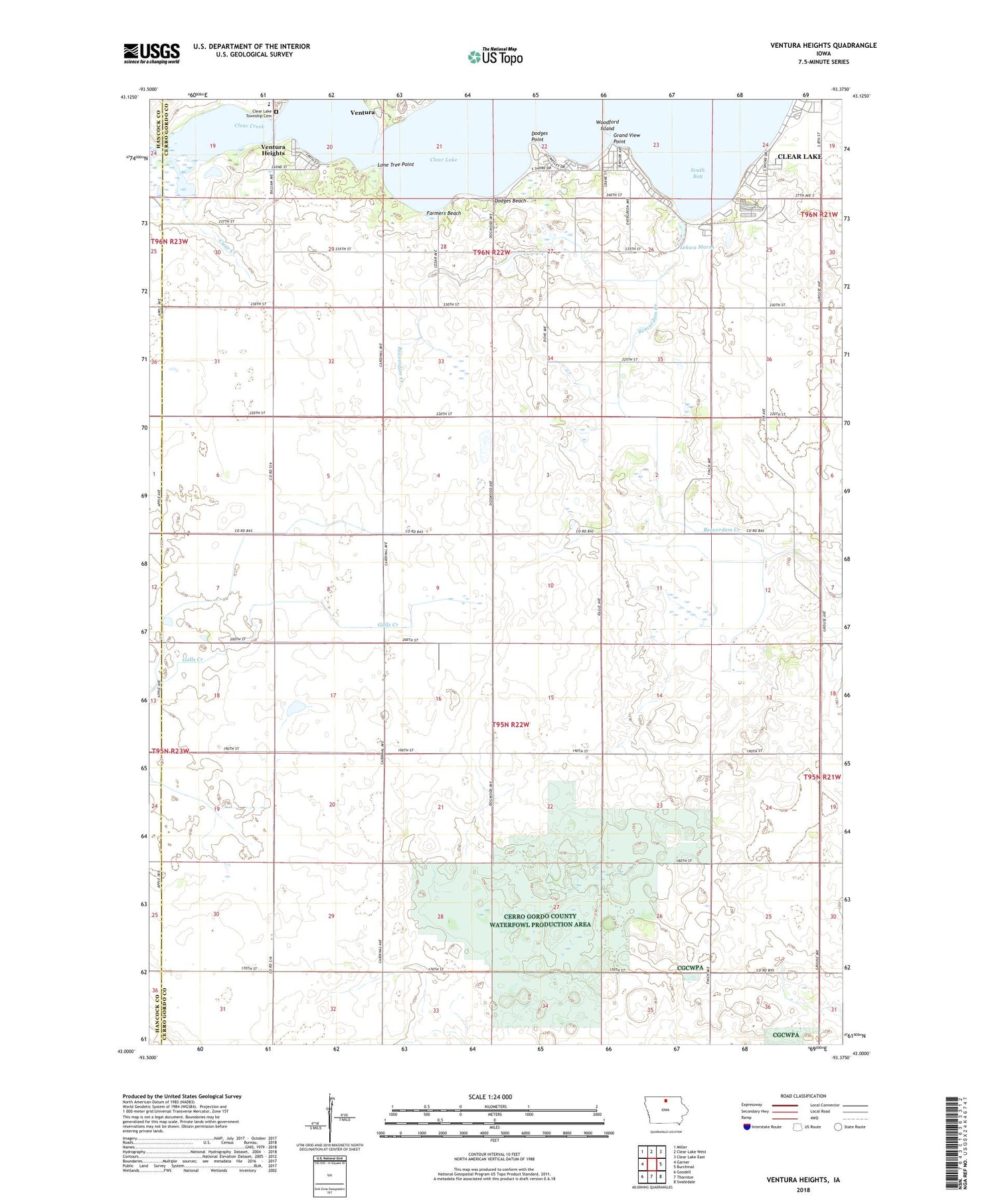 Ventura Heights Iowa US Topo Map Image