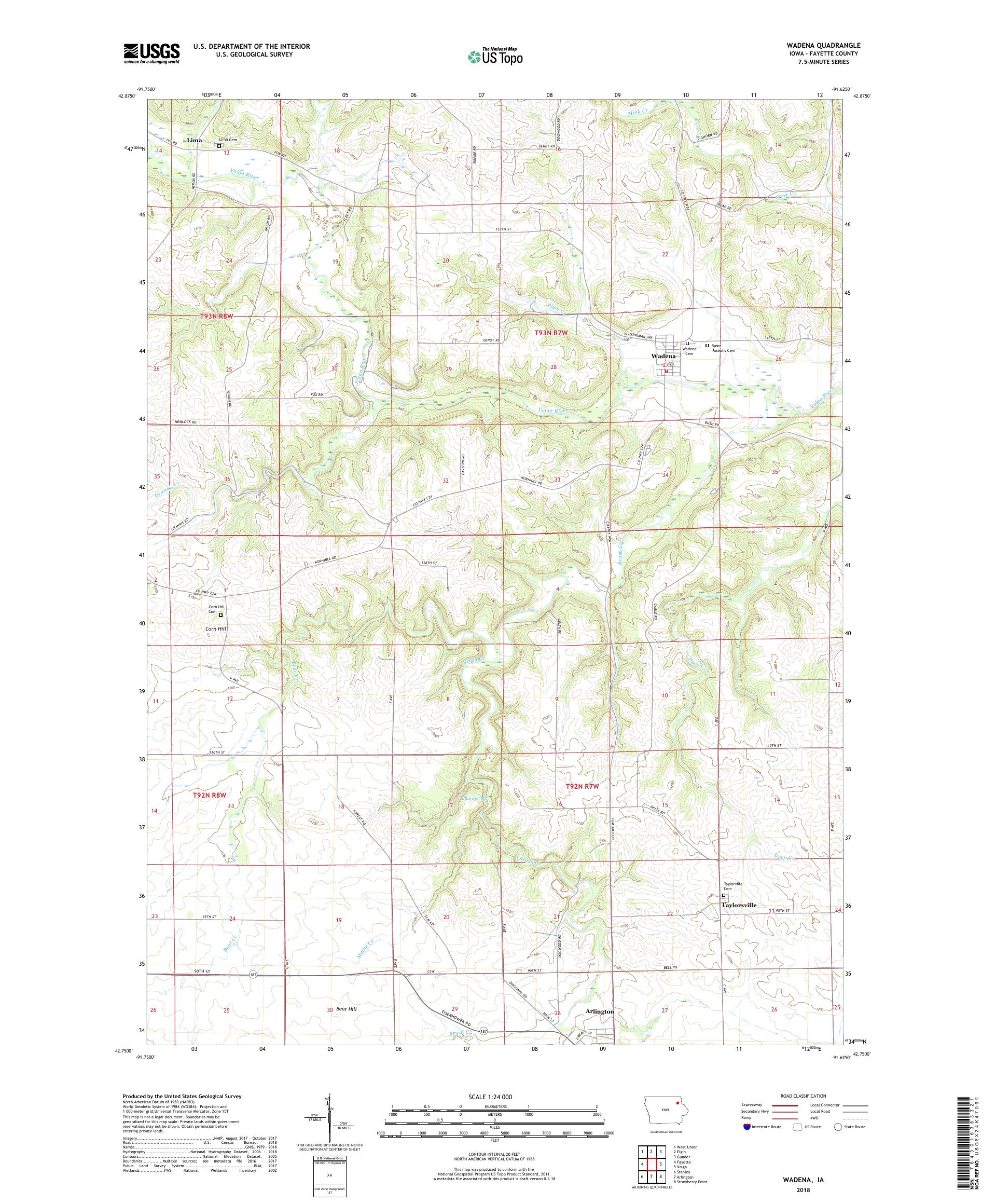 Wadena Iowa US Topo Map – MyTopo Map Store