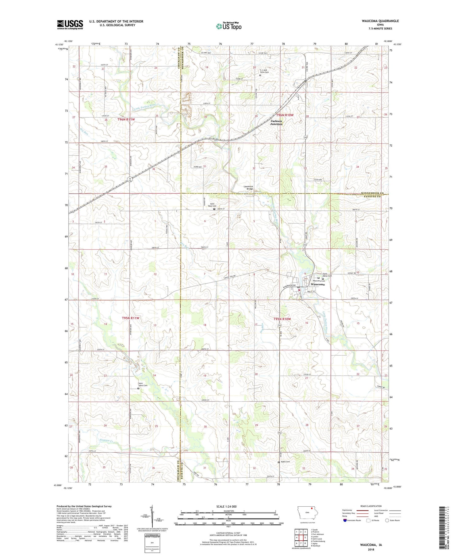 Waucoma Iowa US Topo Map Image