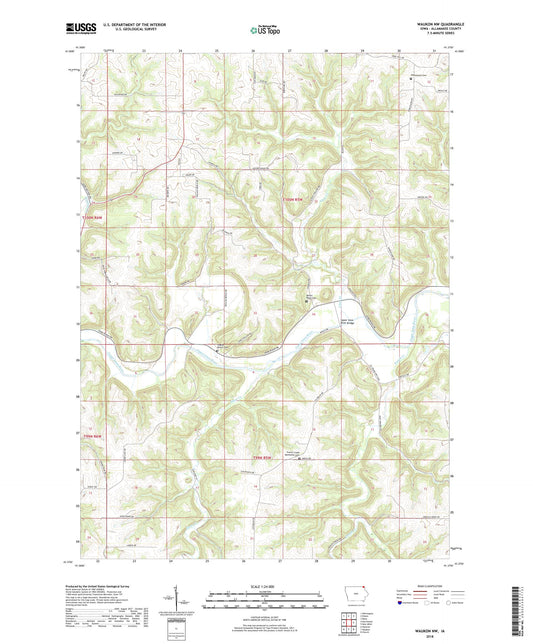 Waukon NW Iowa US Topo Map Image
