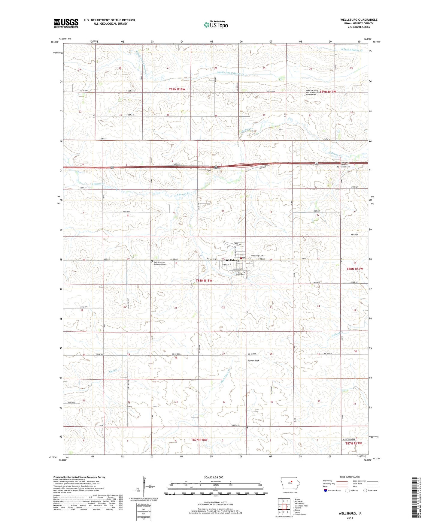 Wellsburg Iowa US Topo Map Image
