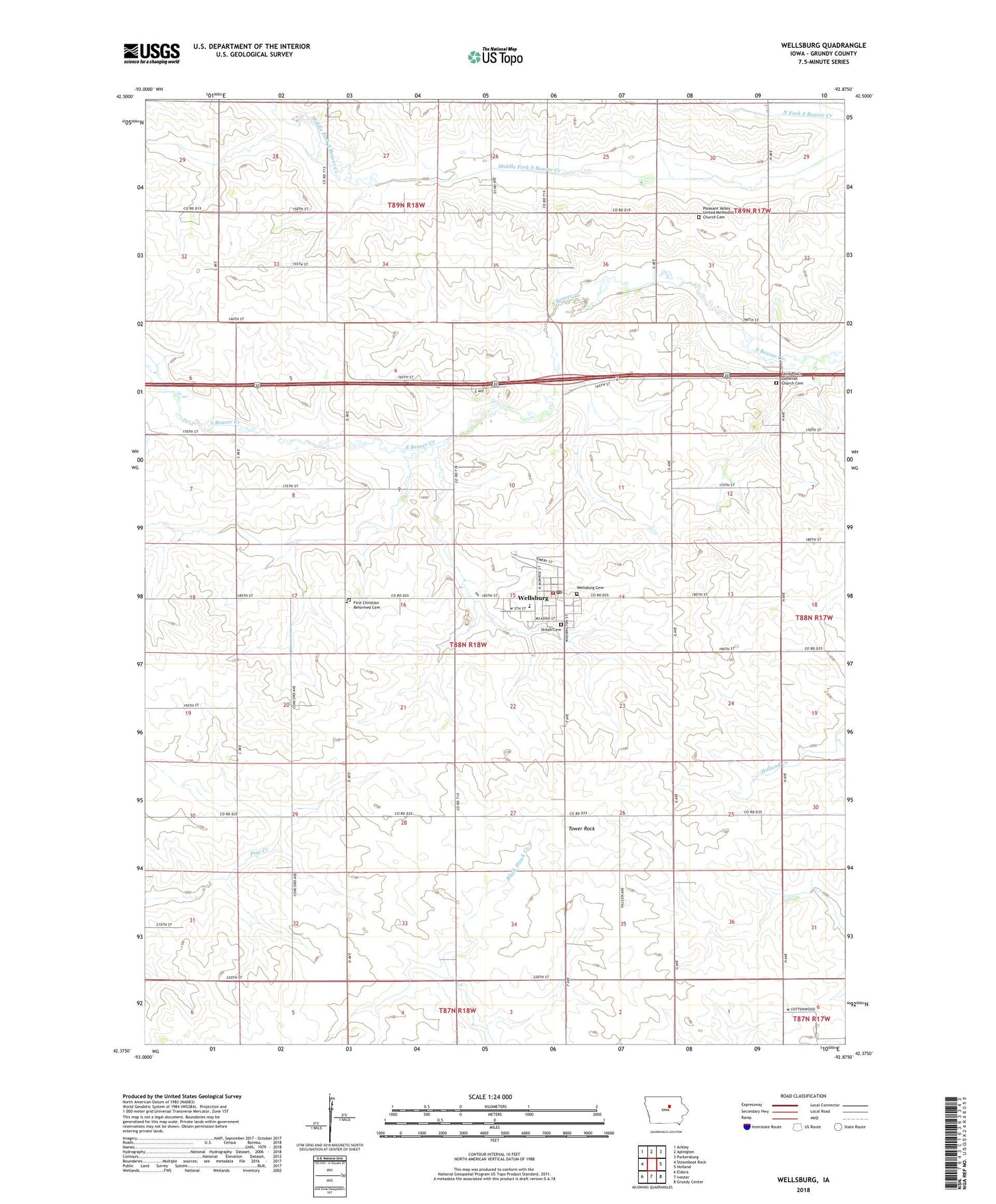 Wellsburg Iowa US Topo Map Image
