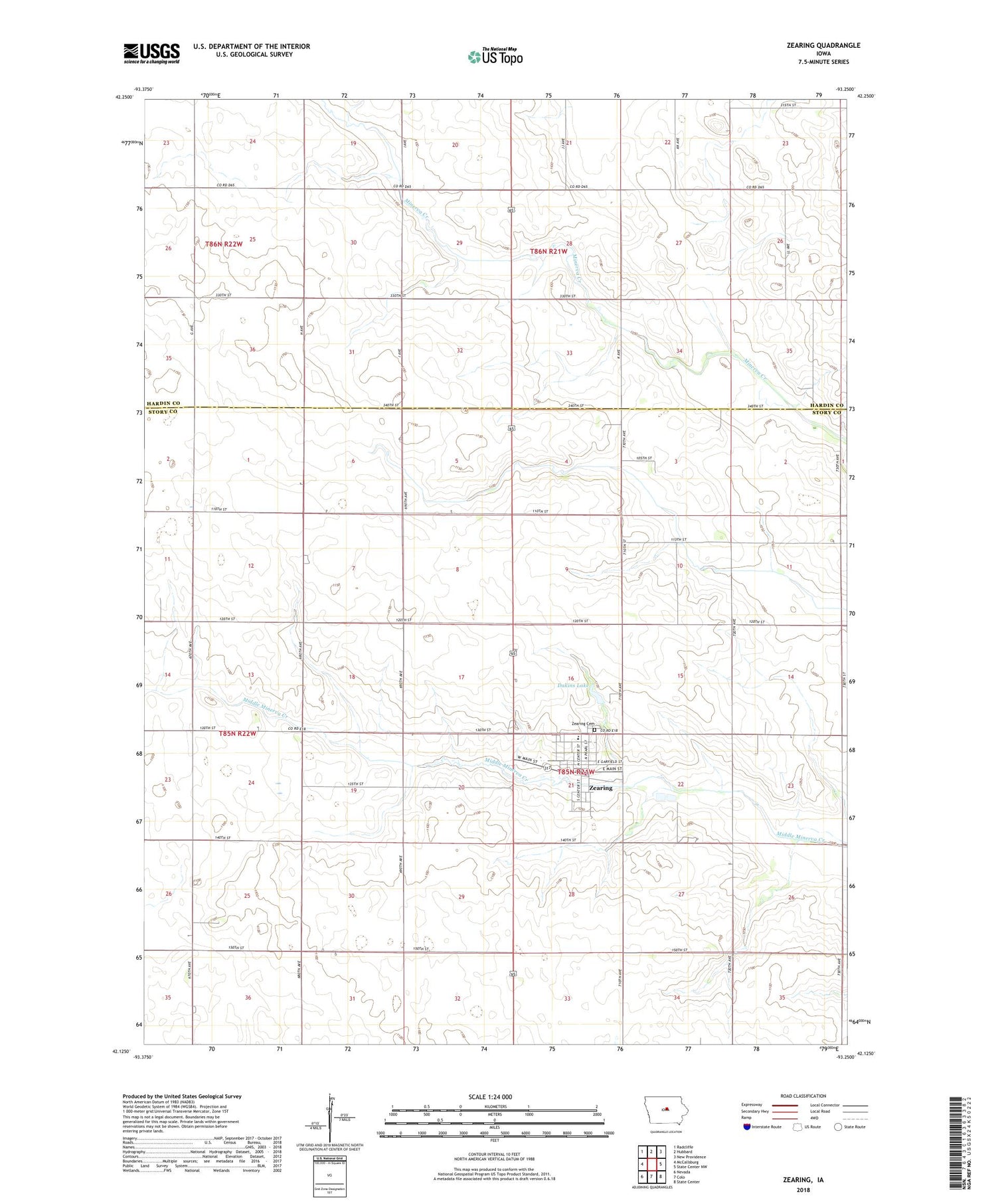 Zearing Iowa US Topo Map Image