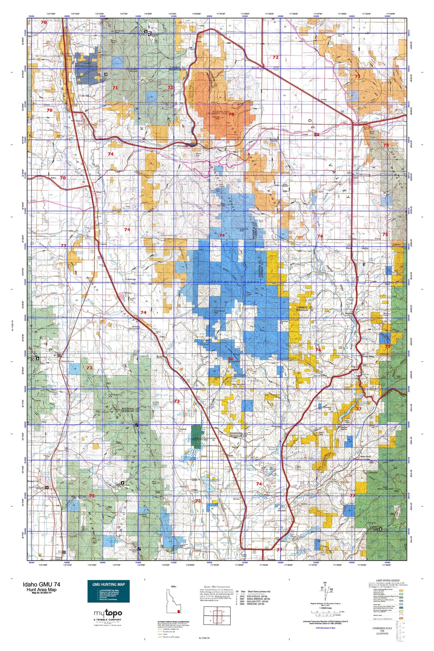 Idaho GMU 74 Map Image