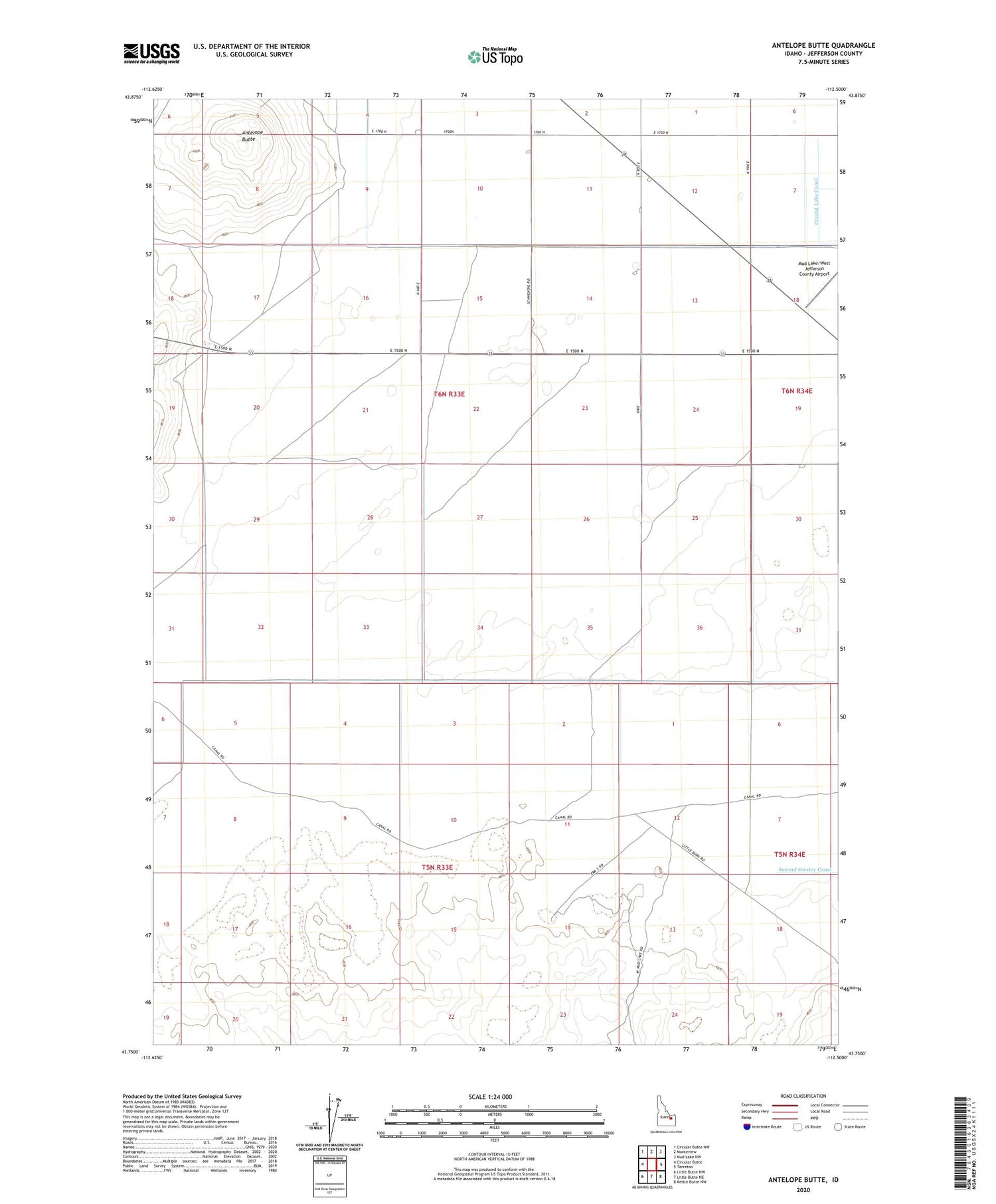 Antelope Butte Idaho US Topo Map Image