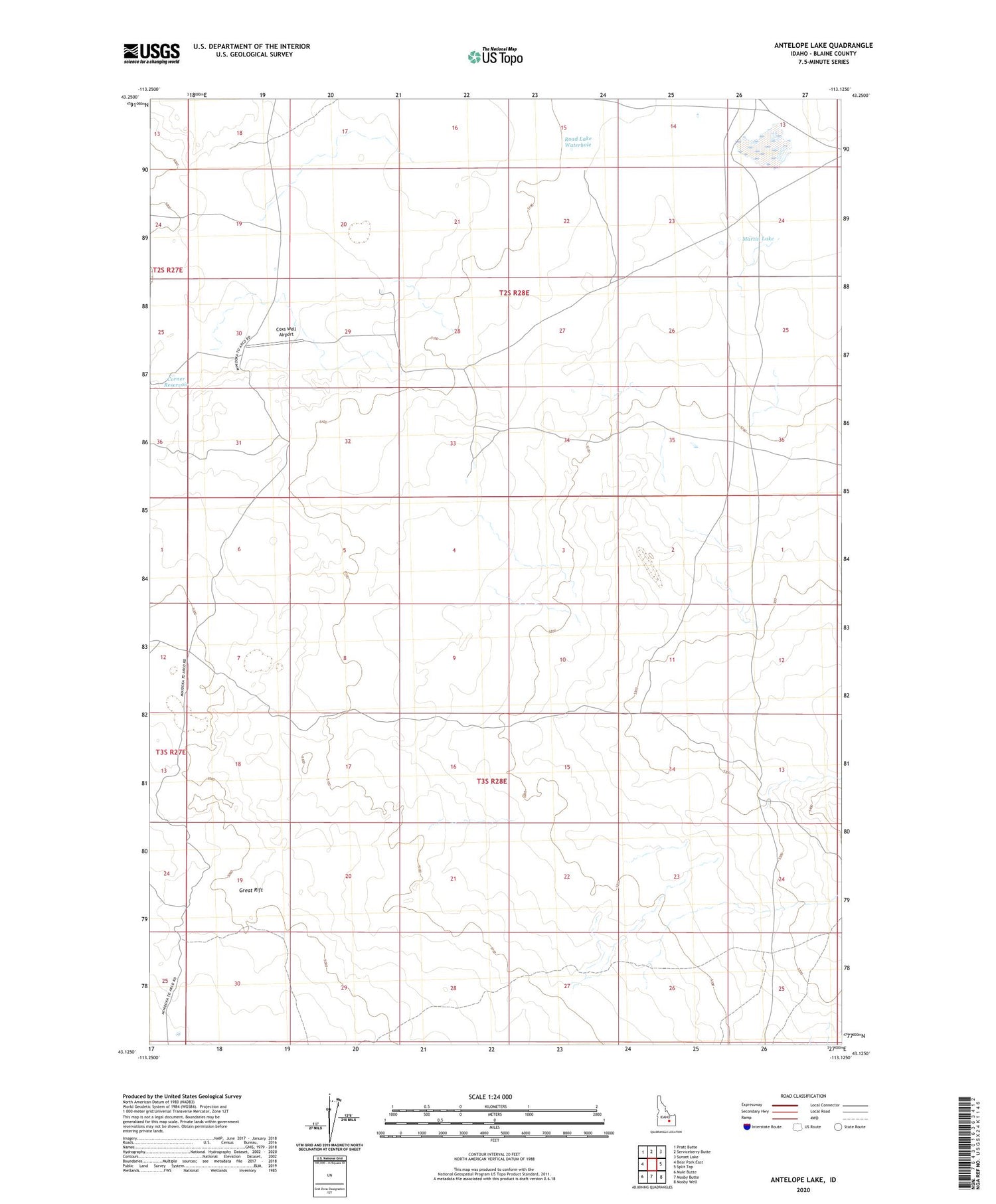 Antelope Lake Idaho US Topo Map Image