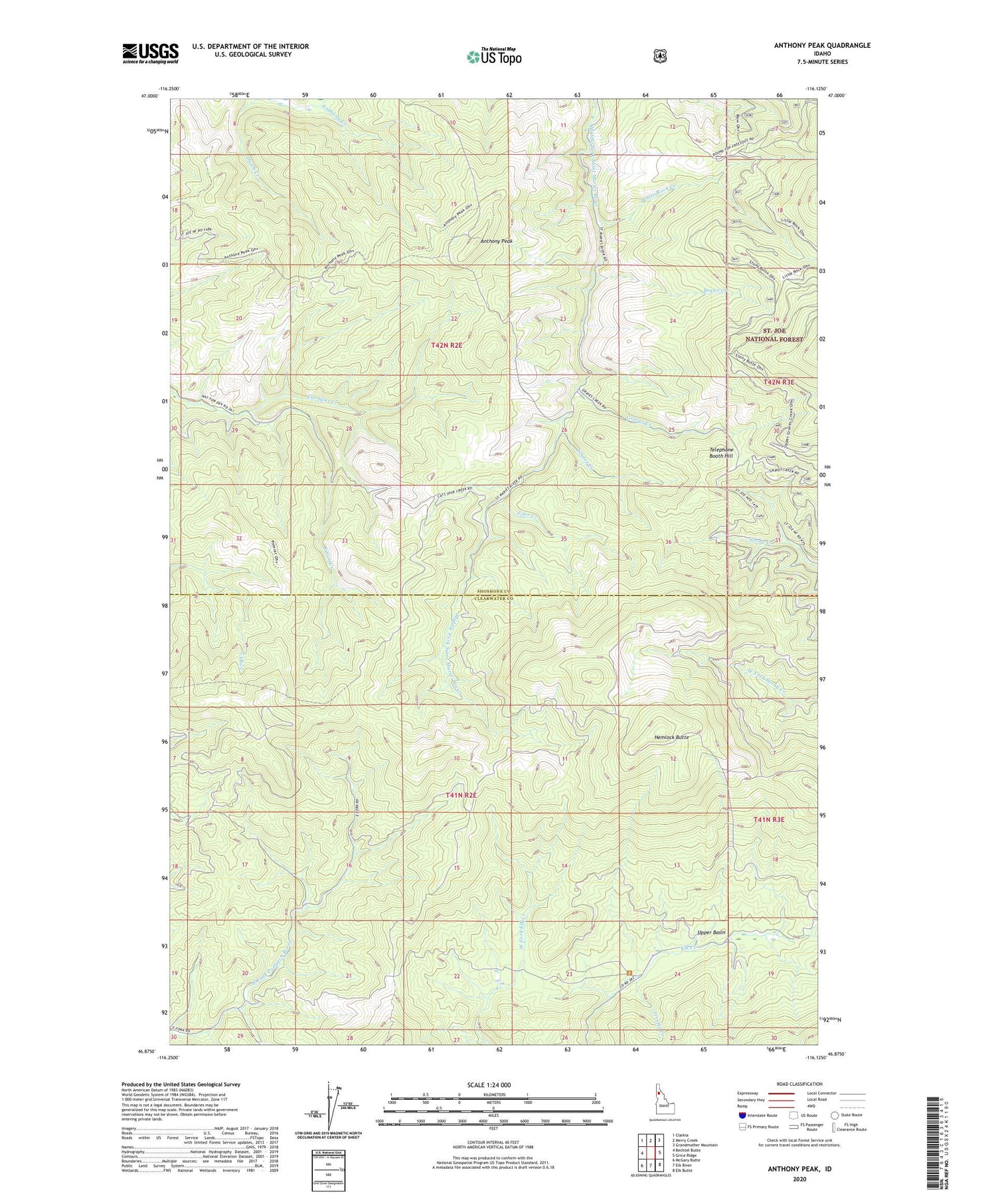 Anthony Peak Idaho US Topo Map Image