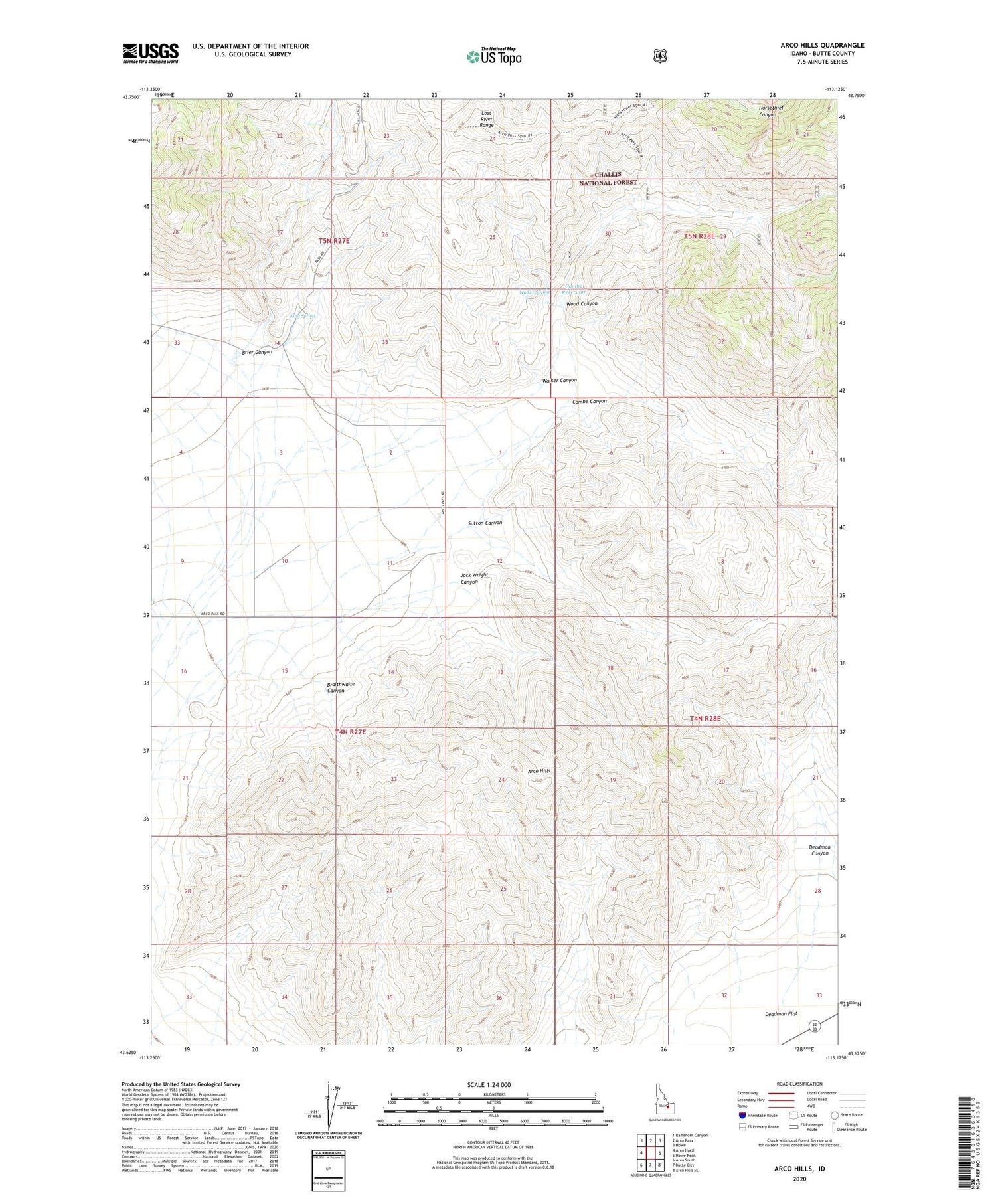 Arco Hills Idaho US Topo Map Image