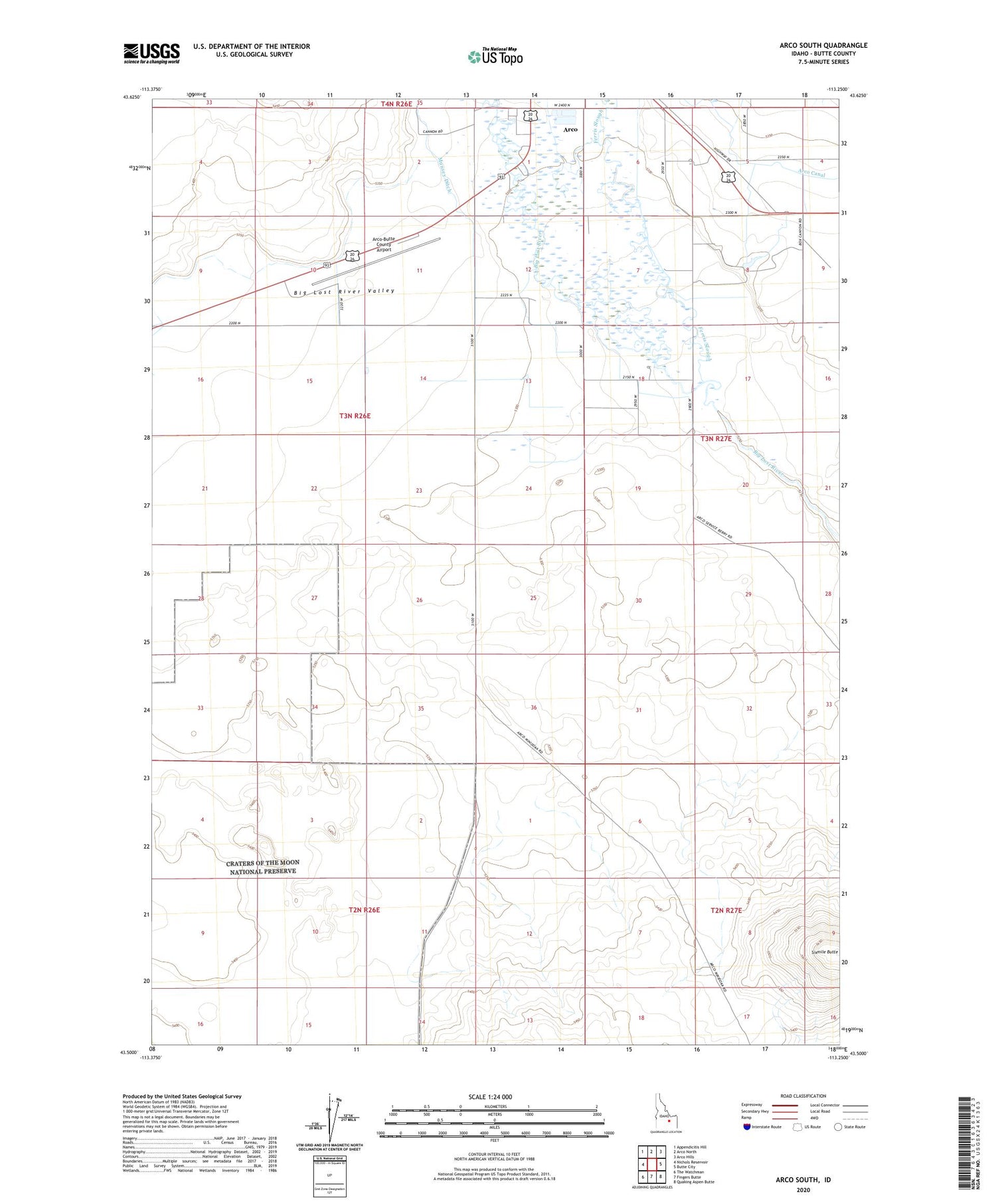 Arco South Idaho US Topo Map Image