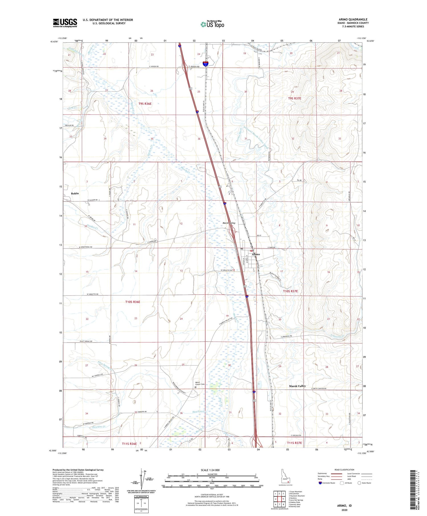 Arimo Idaho US Topo Map Image