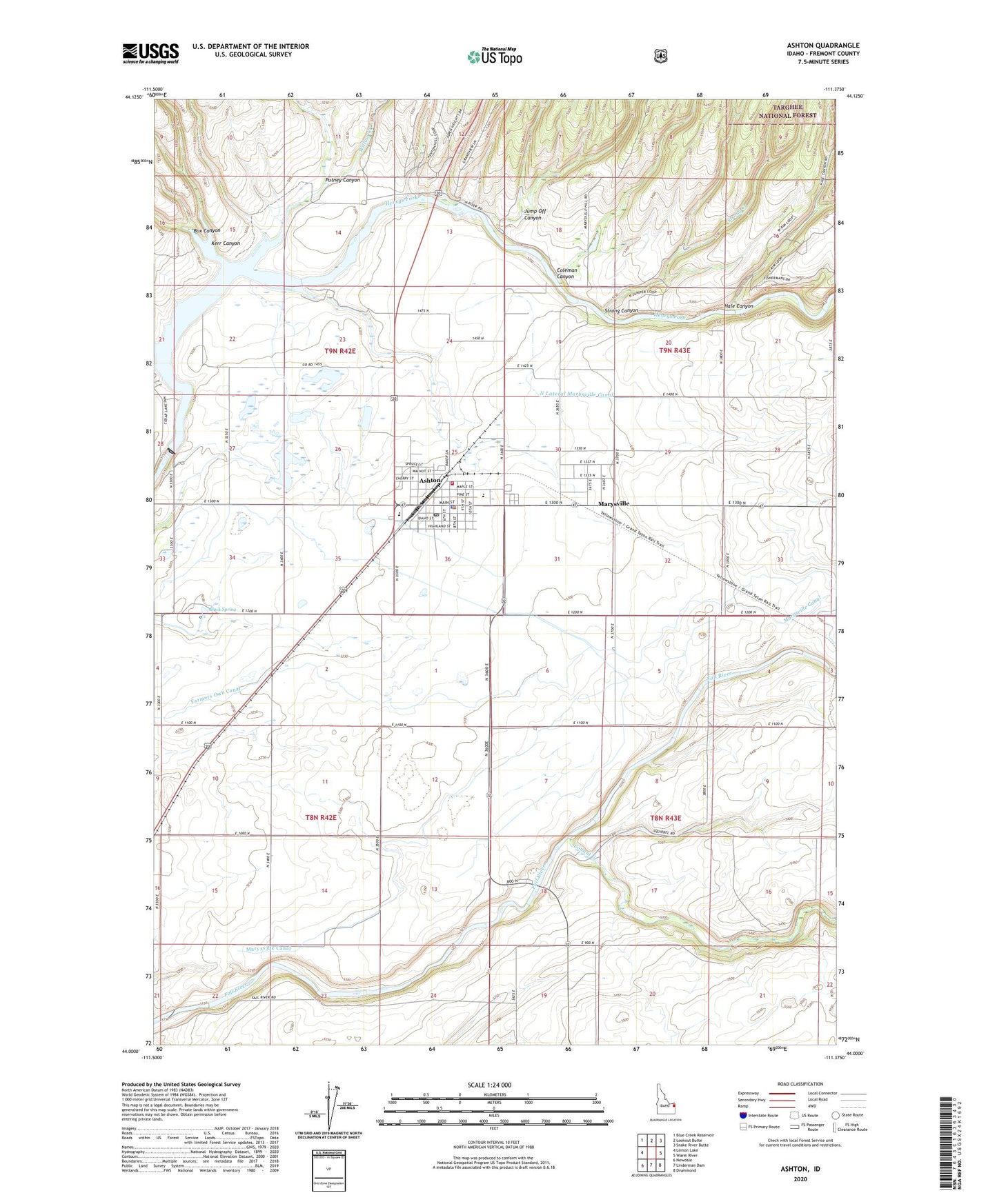 Ashton Idaho US Topo Map Image