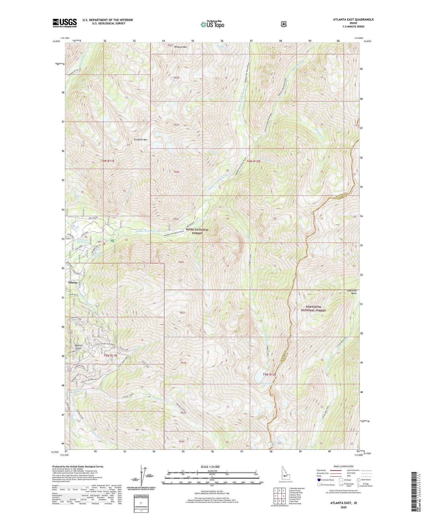 Atlanta East Idaho US Topo Map Image