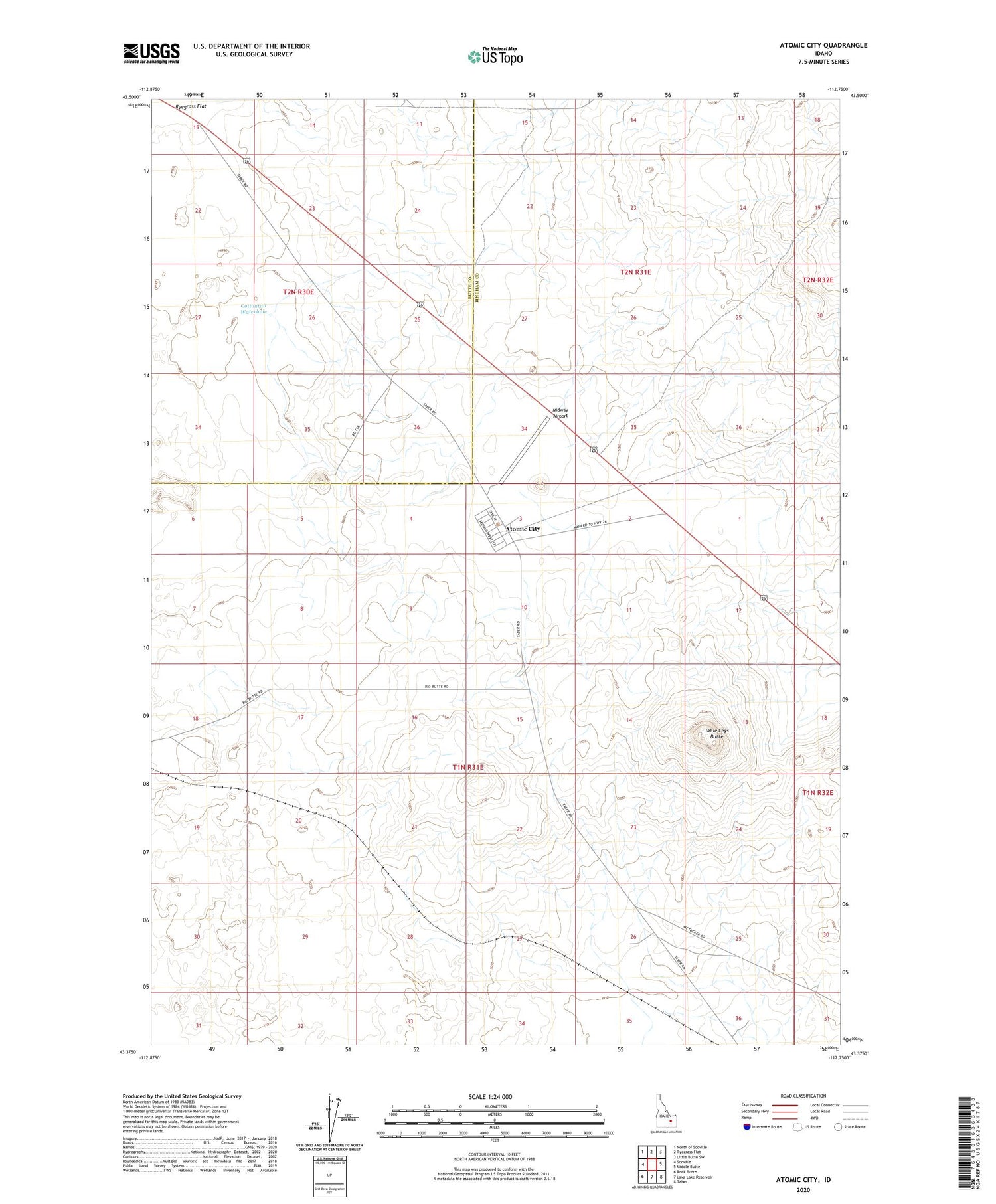 Atomic City Idaho US Topo Map Image