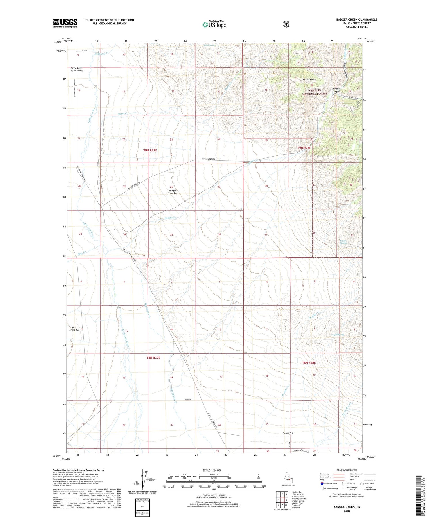 Badger Creek Idaho US Topo Map Image
