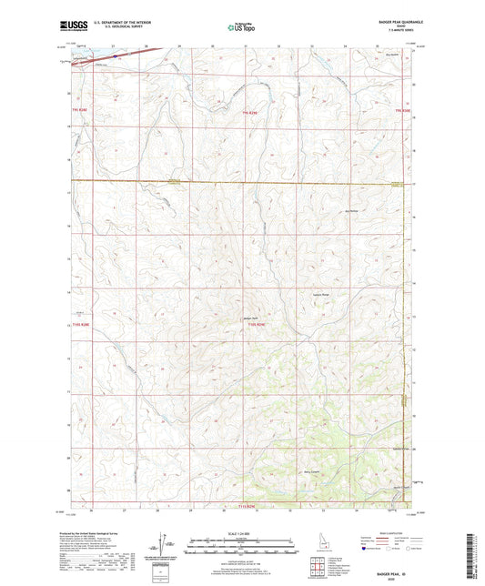 Badger Peak Idaho US Topo Map Image