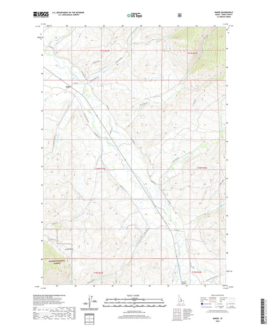Baker Idaho US Topo Map Image