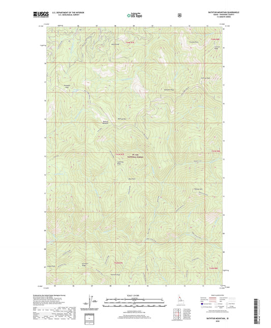 Bathtub Mountain Idaho US Topo Map Image