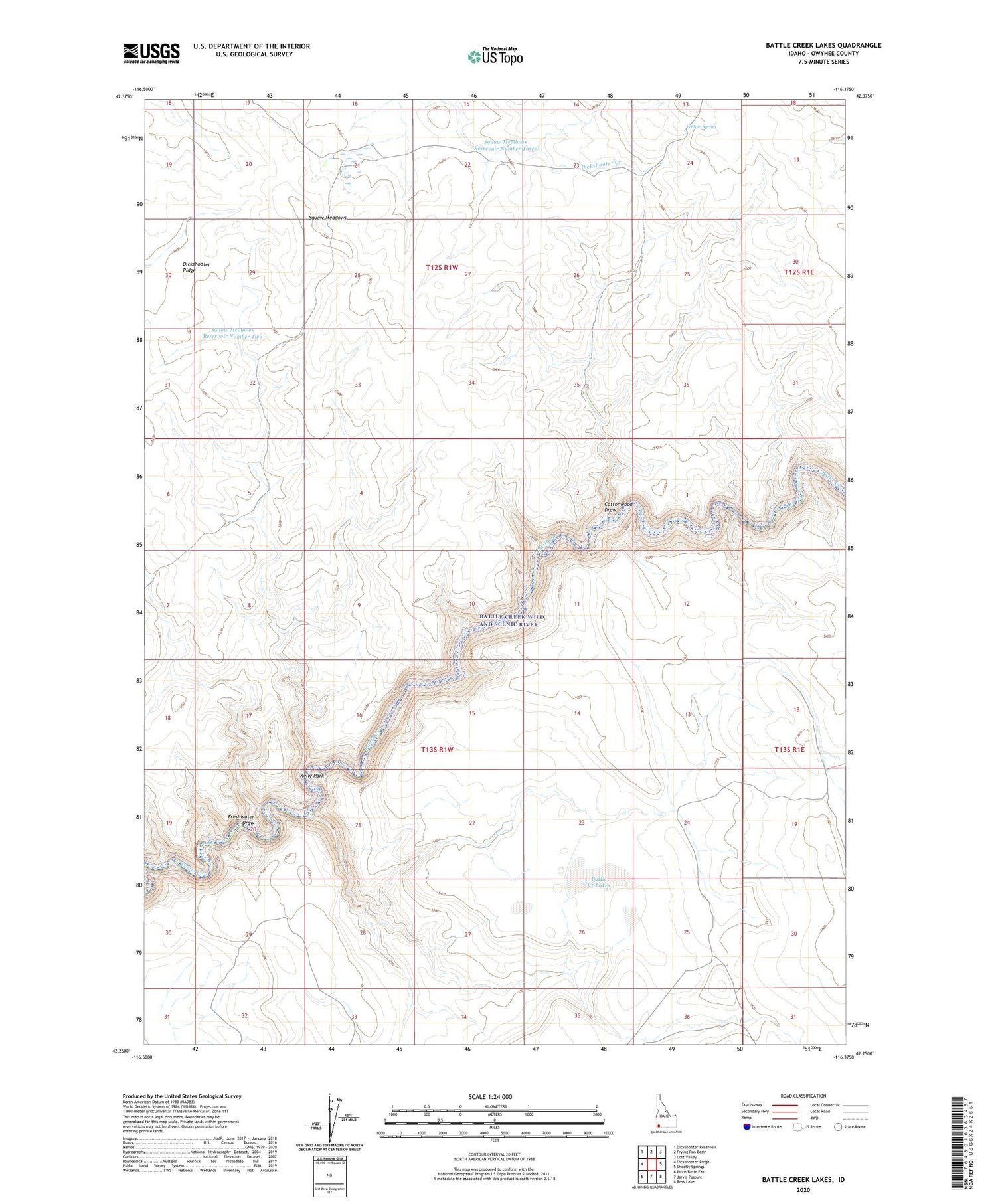 Battle Creek Lakes Idaho US Topo Map Image