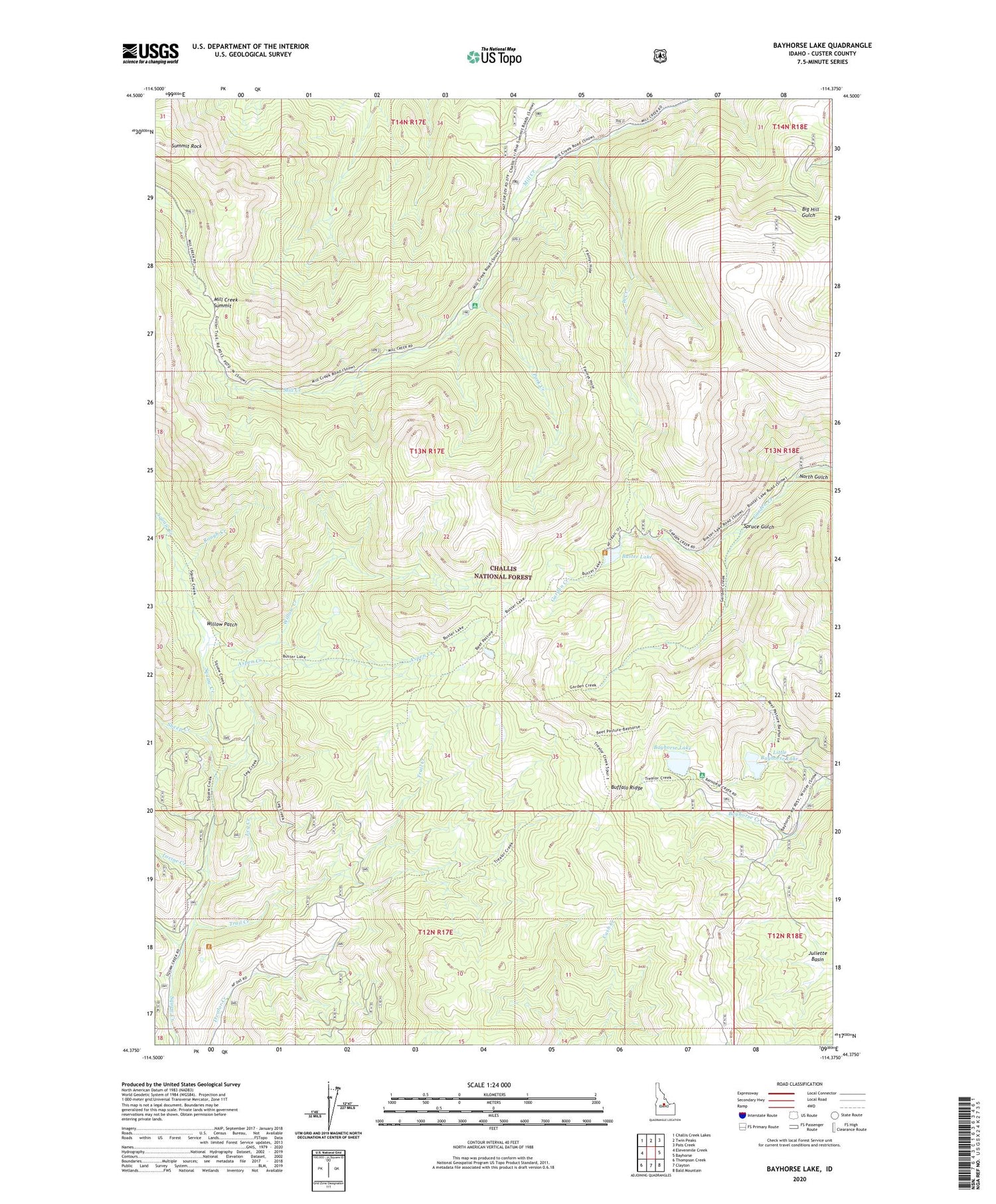 Bayhorse Lake Idaho US Topo Map Image