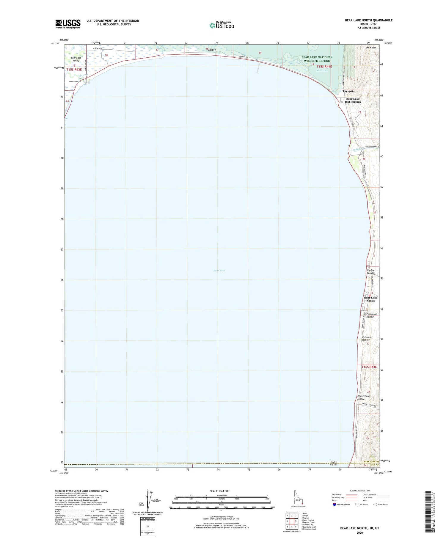 Bear Lake North Idaho US Topo Map Image