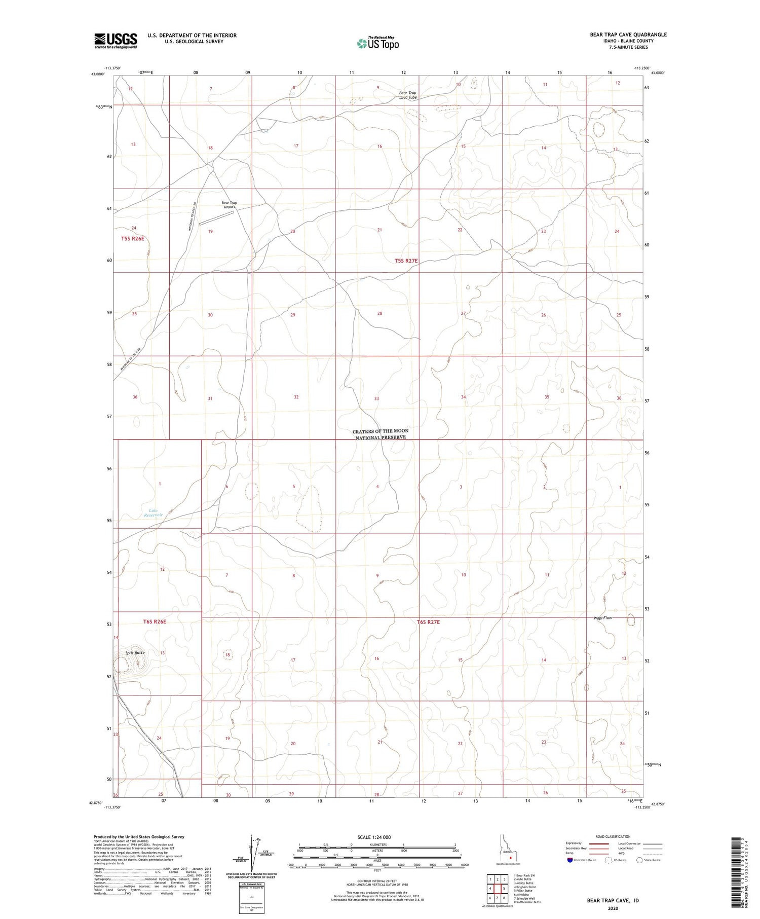Bear Trap Cave Idaho US Topo Map Image