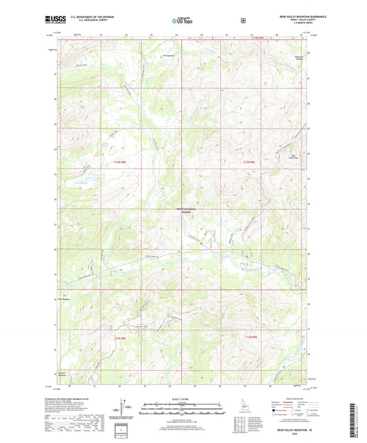 Bear Valley Mountain Idaho US Topo Map Image