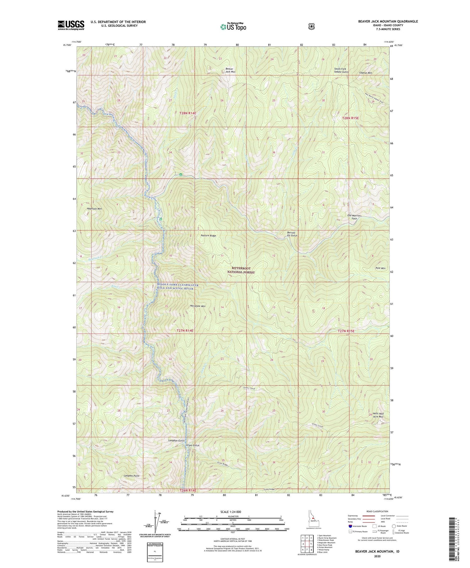 Beaver Jack Mountain Idaho US Topo Map Image