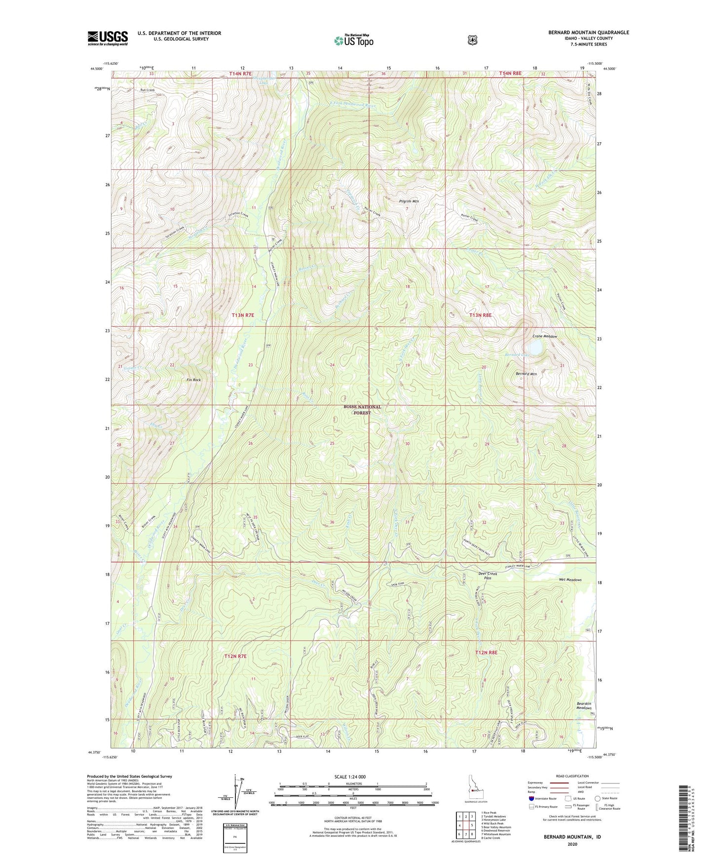 Bernard Mountain Idaho US Topo Map Image