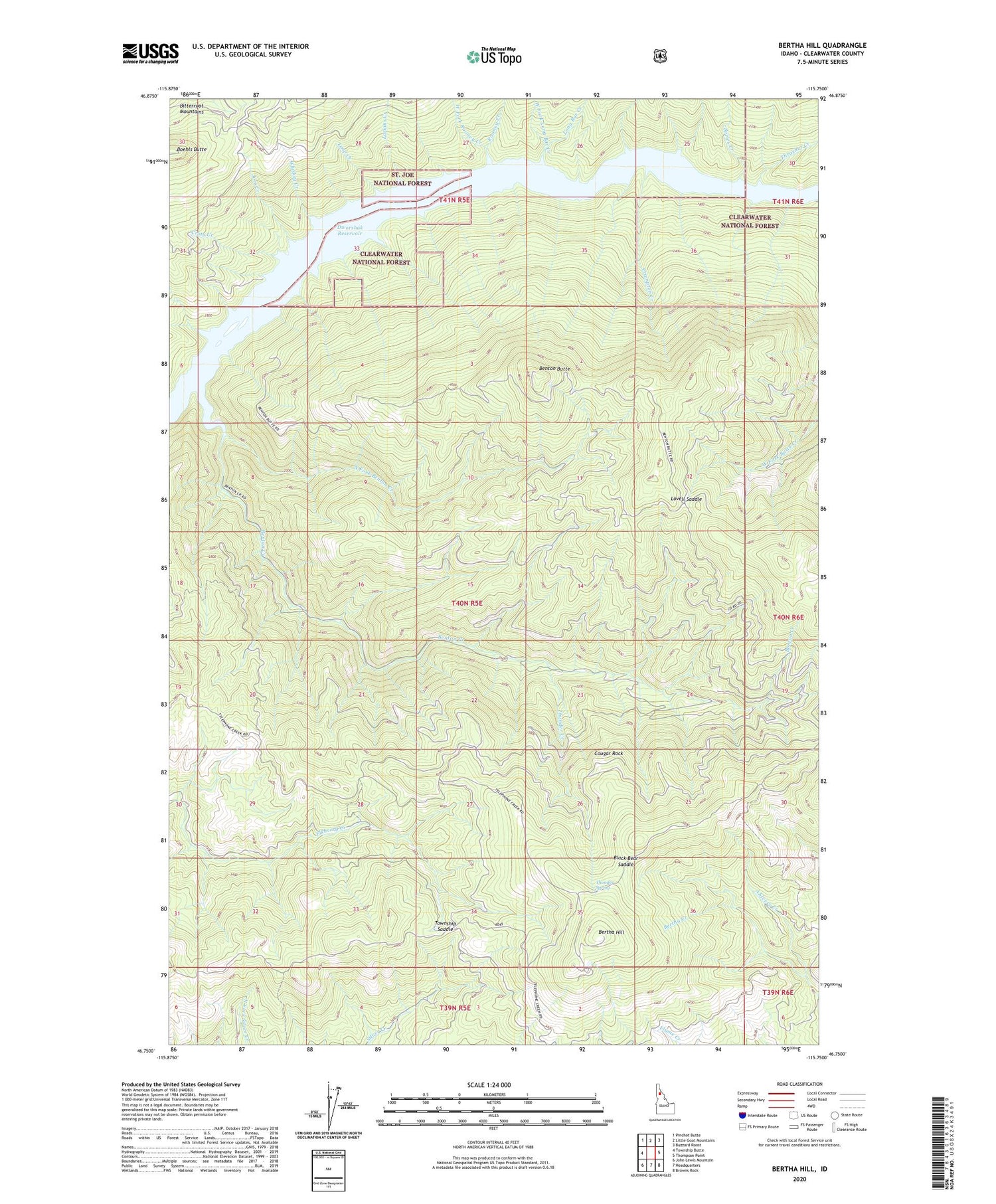 Bertha Hill Idaho US Topo Map Image
