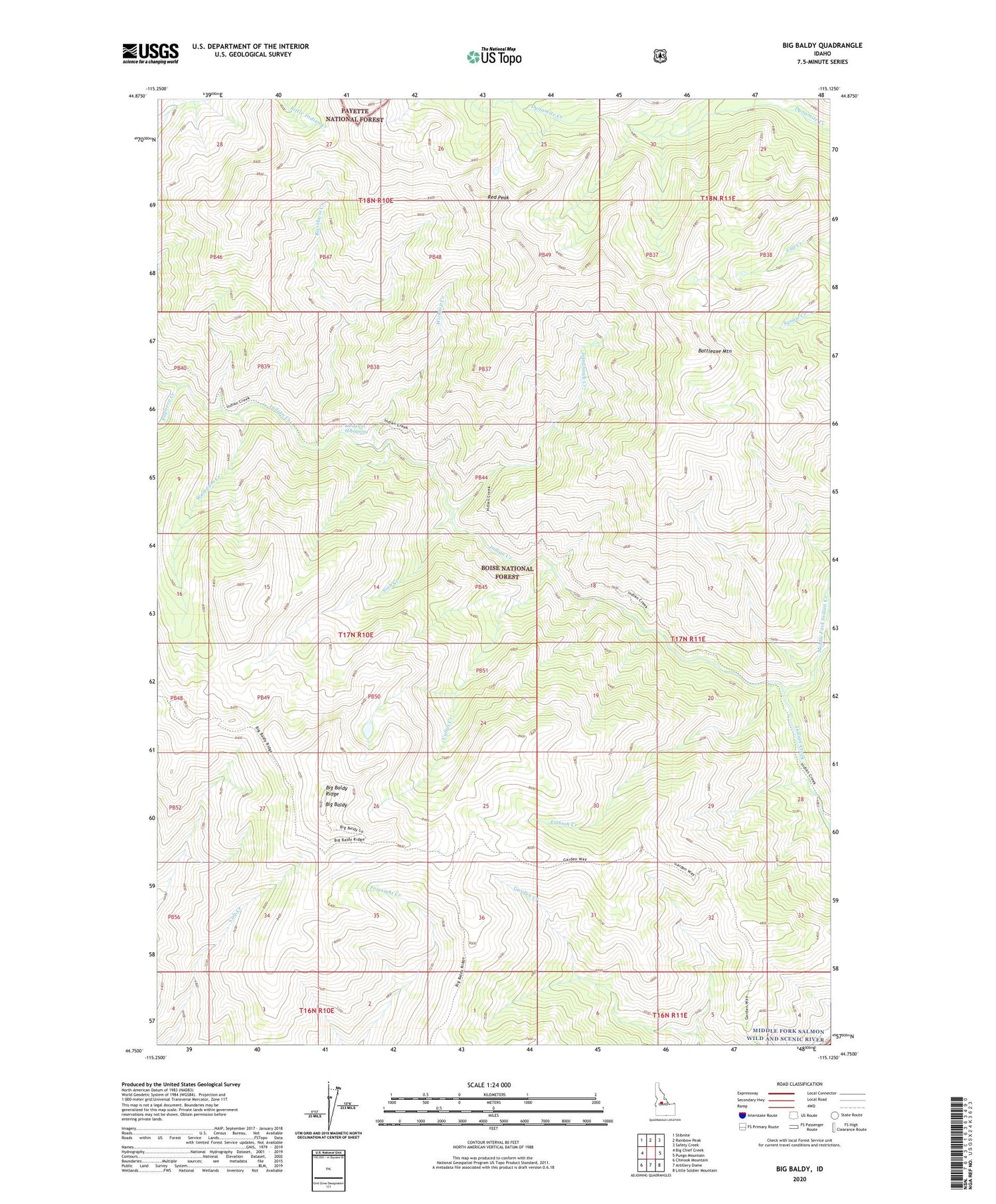 Big Baldy Idaho US Topo Map Image