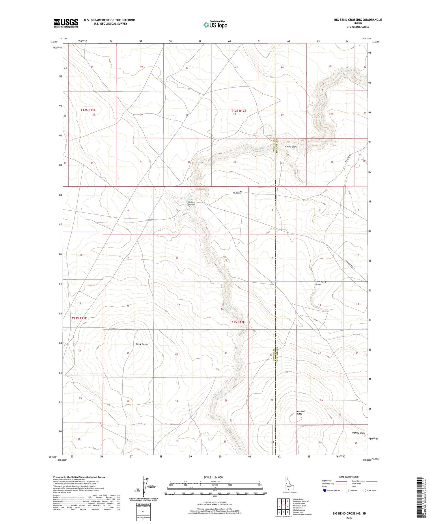 Big Bend Crossing Idaho US Topo Map Image