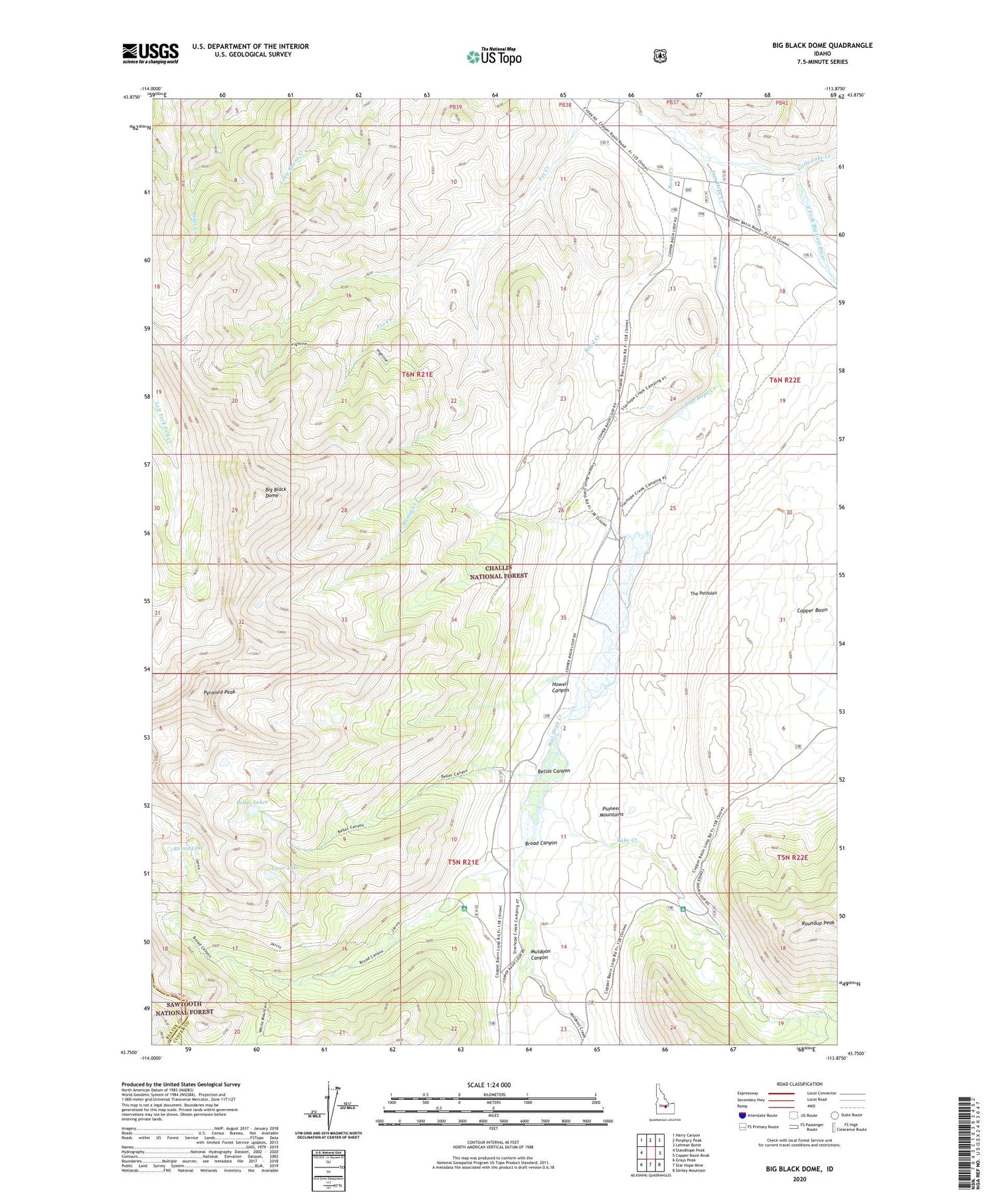 Big Black Dome Idaho US Topo Map Image
