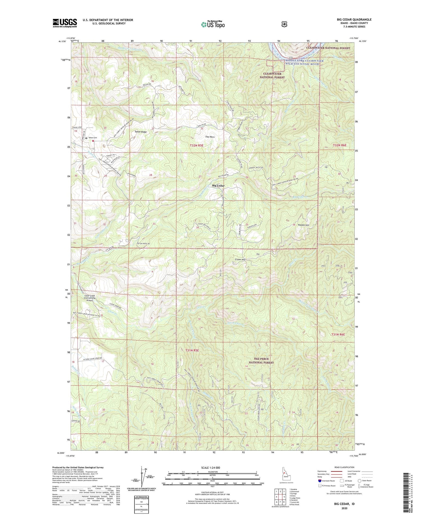 Big Cedar Idaho US Topo Map Image