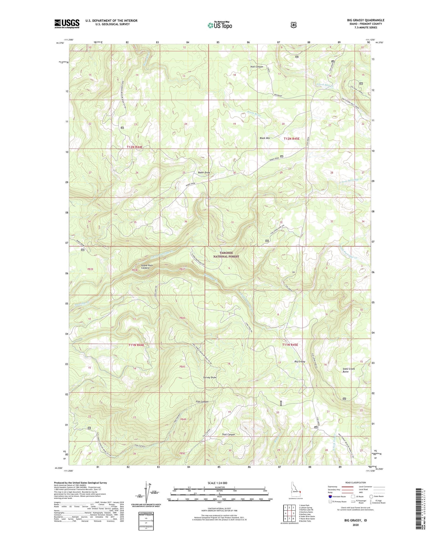 Big Grassy Idaho US Topo Map Image