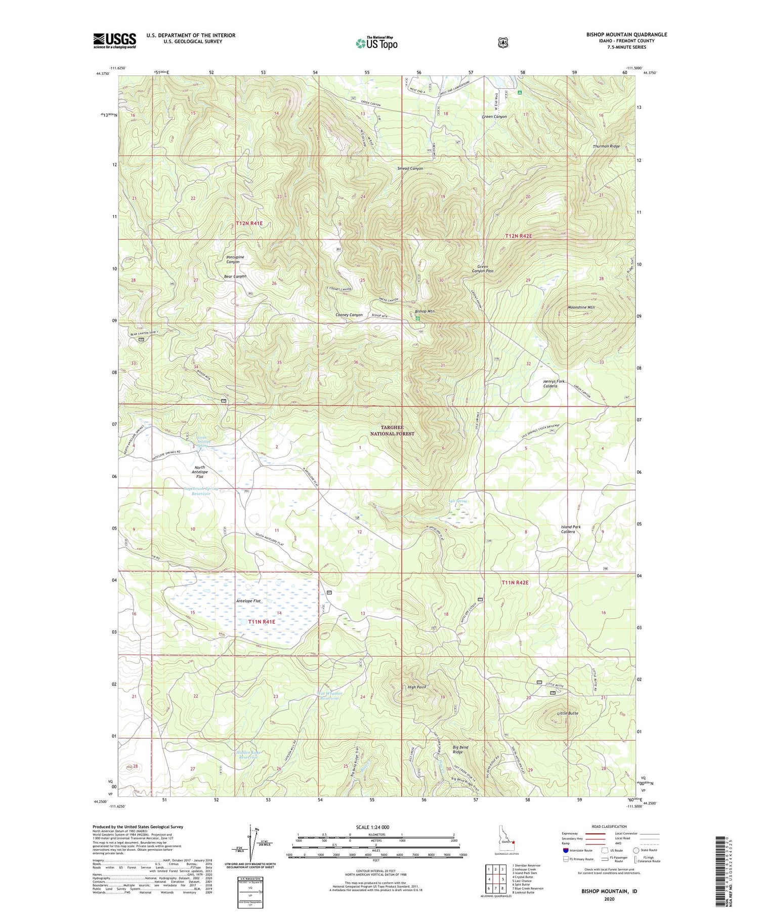 Bishop Mountain Idaho US Topo Map Image