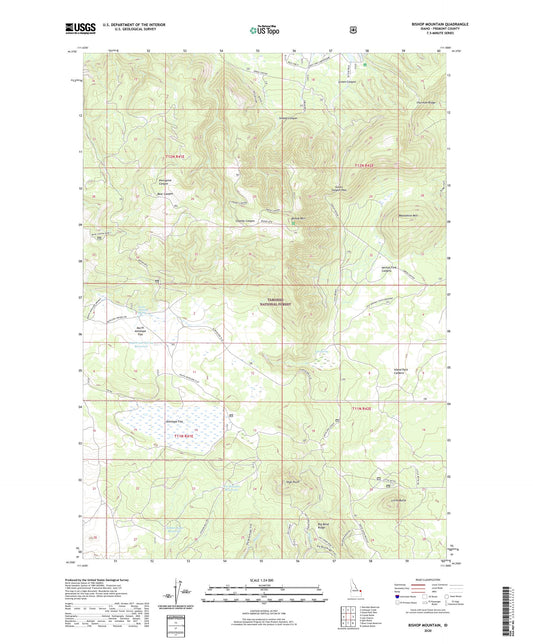 Bishop Mountain Idaho US Topo Map Image