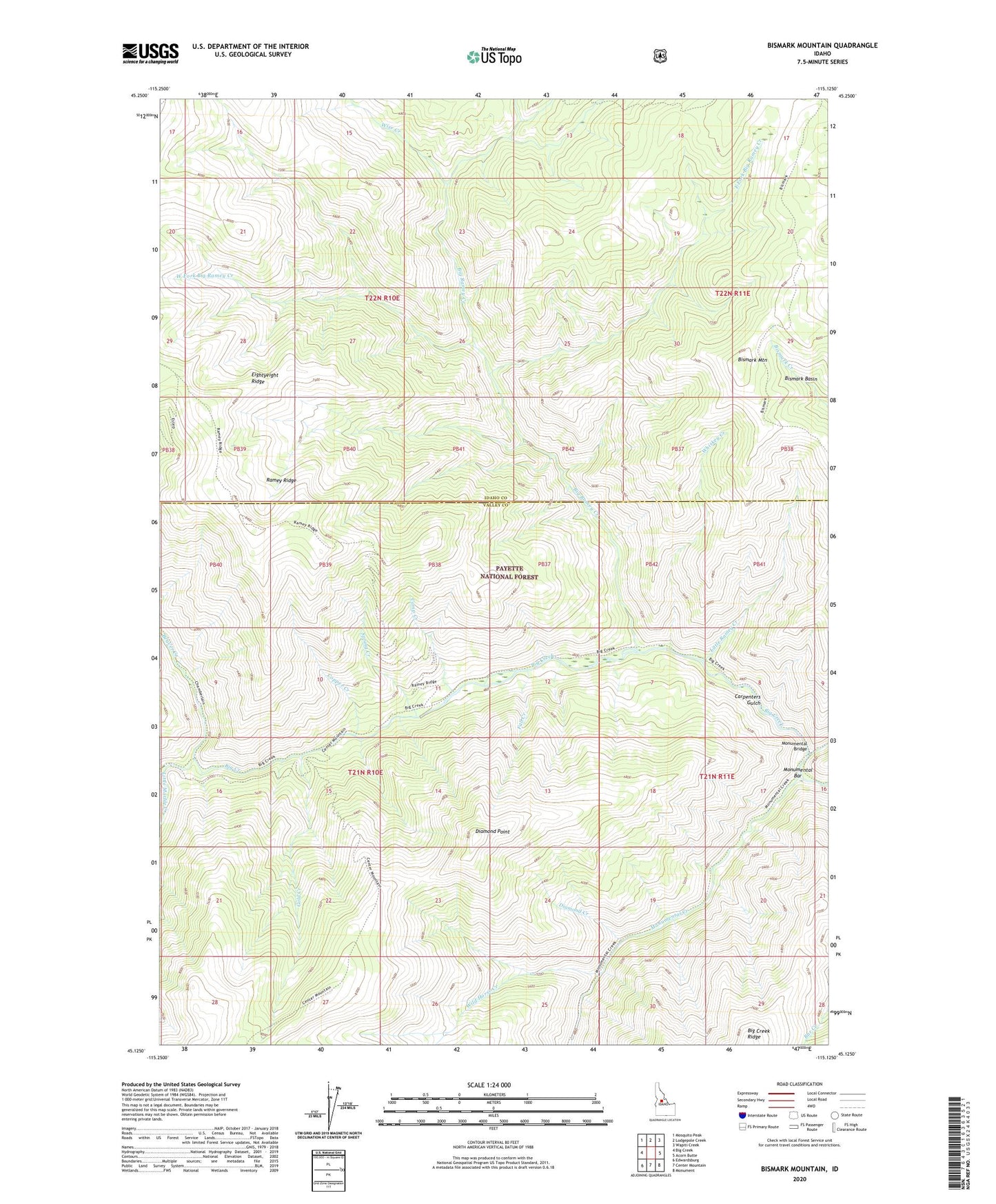 Bismark Mountain Idaho US Topo Map Image
