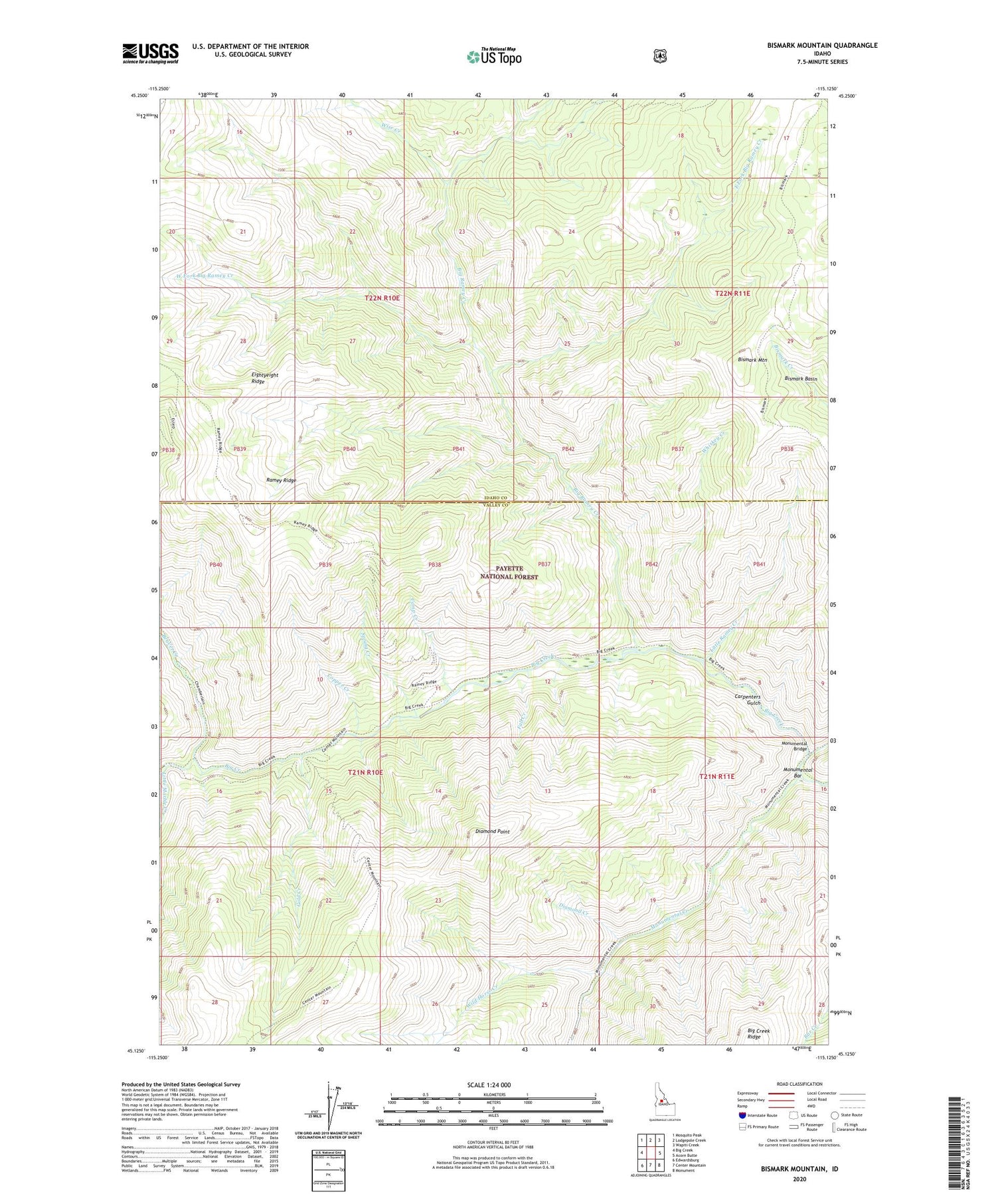 Bismark Mountain Idaho US Topo Map Image