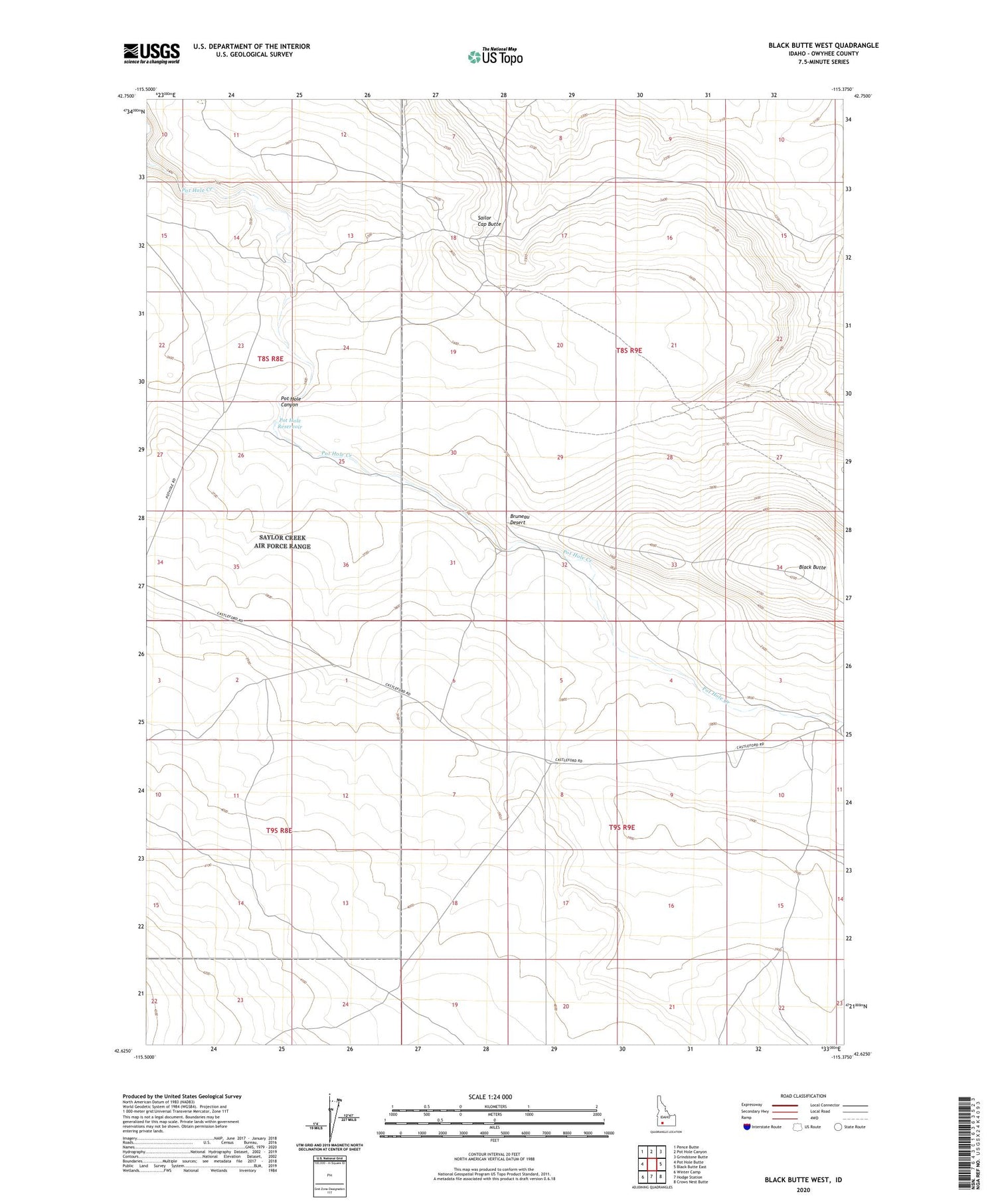 Black Butte West Idaho US Topo Map Image