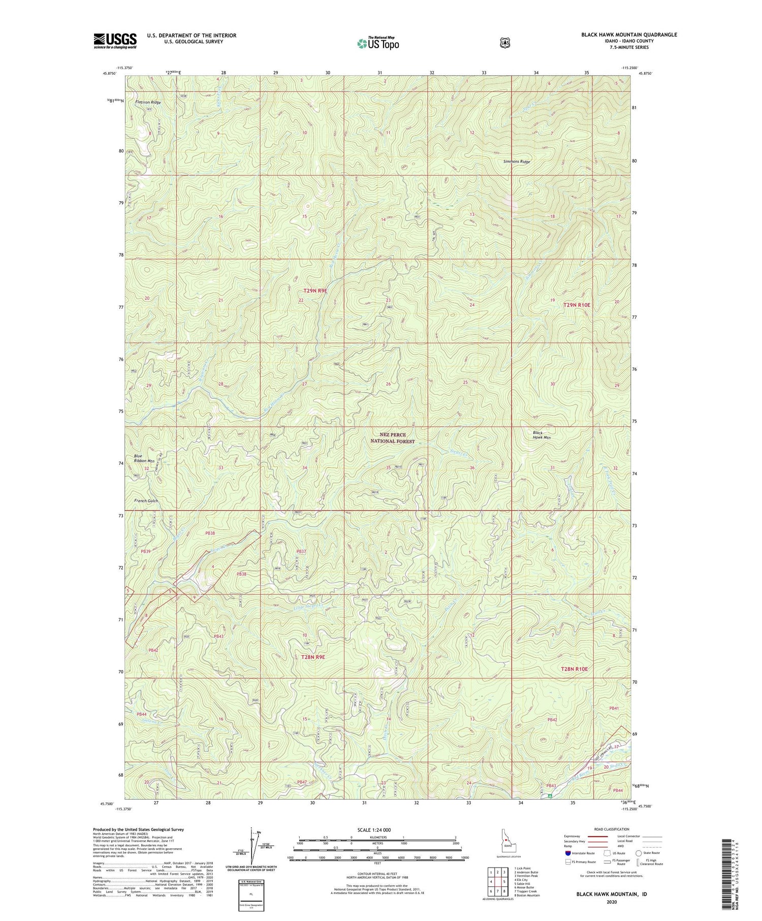 Black Hawk Mountain Idaho US Topo Map Image