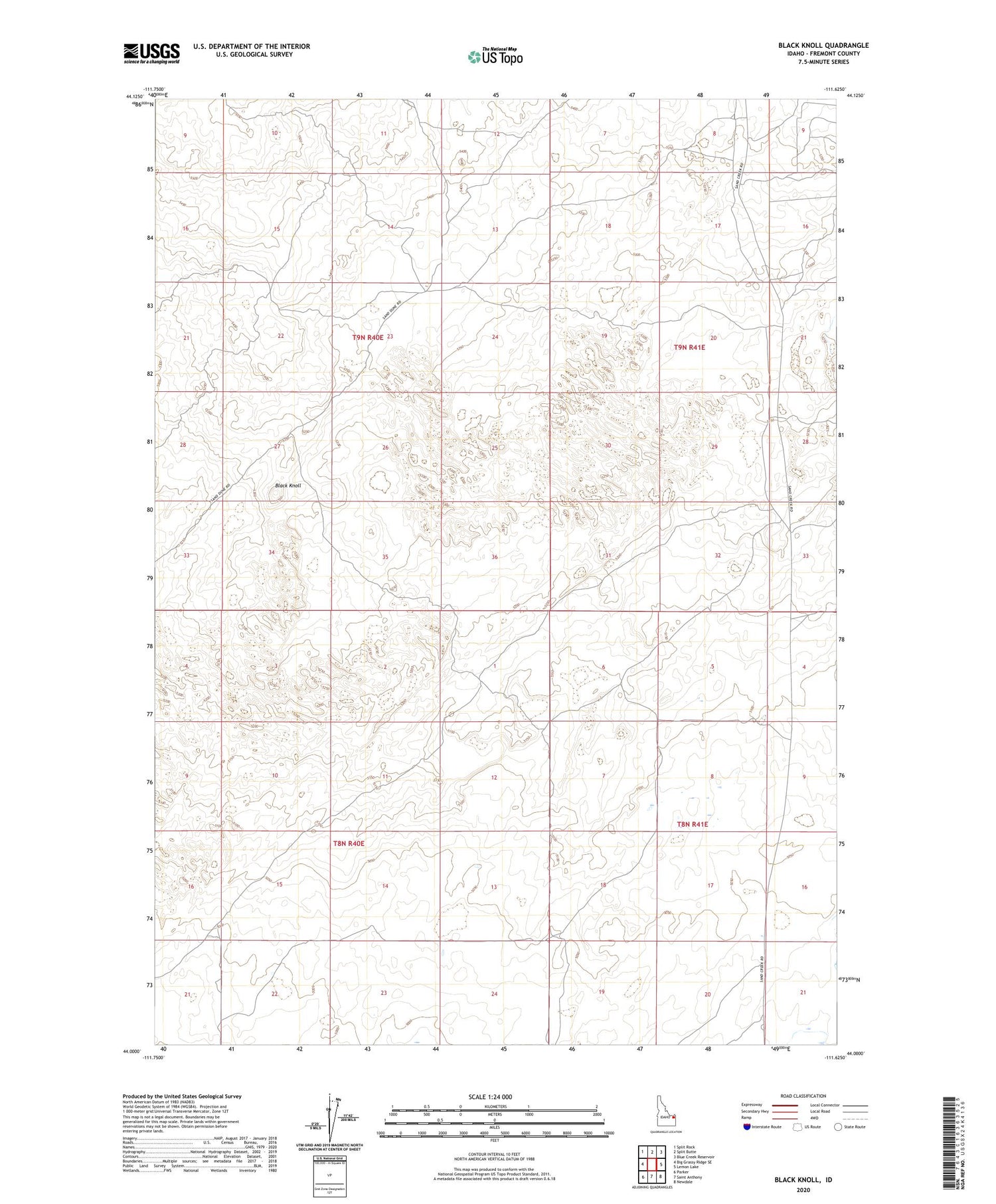 Black Knoll Idaho US Topo Map Image