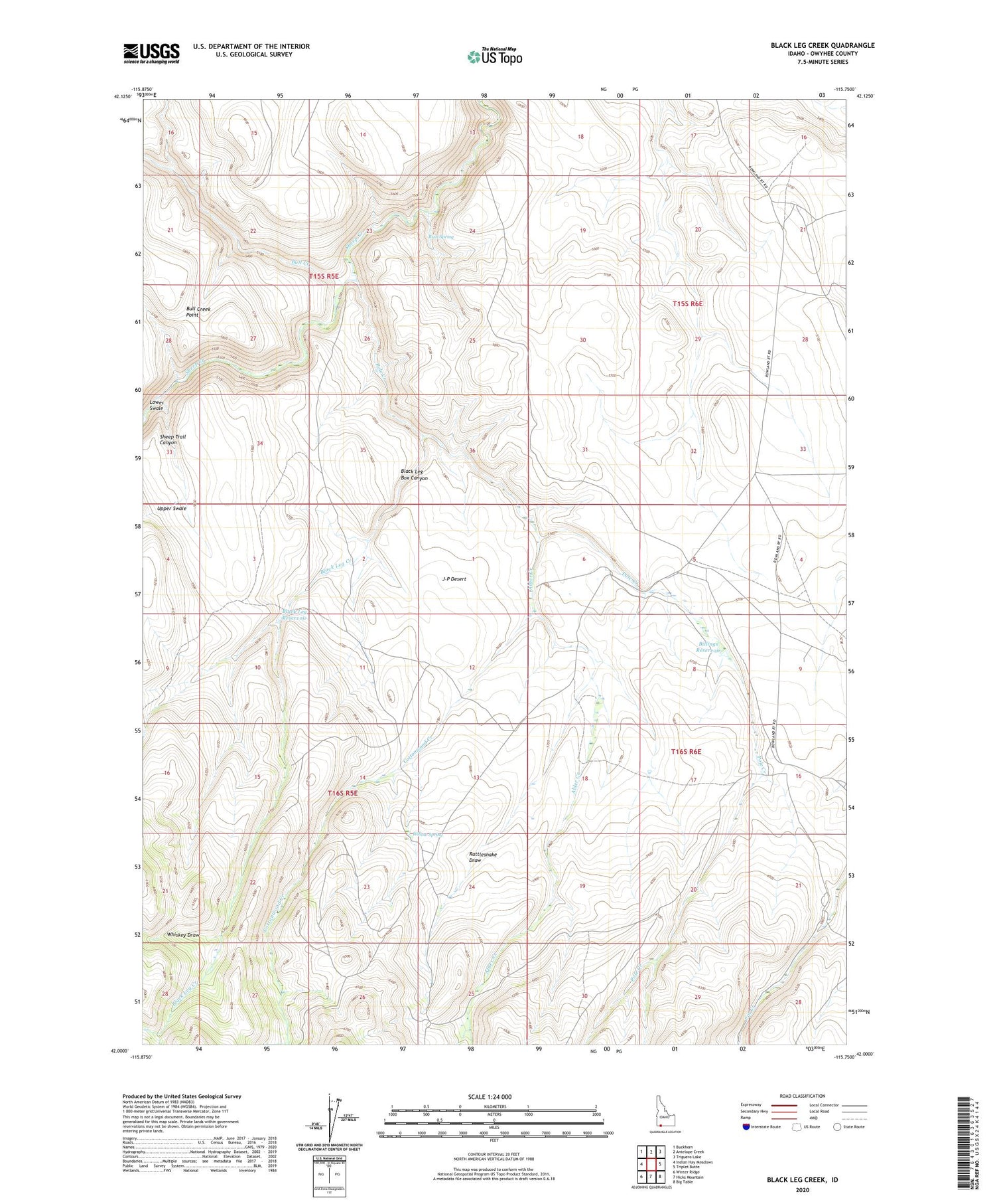 Black Leg Creek Idaho US Topo Map Image