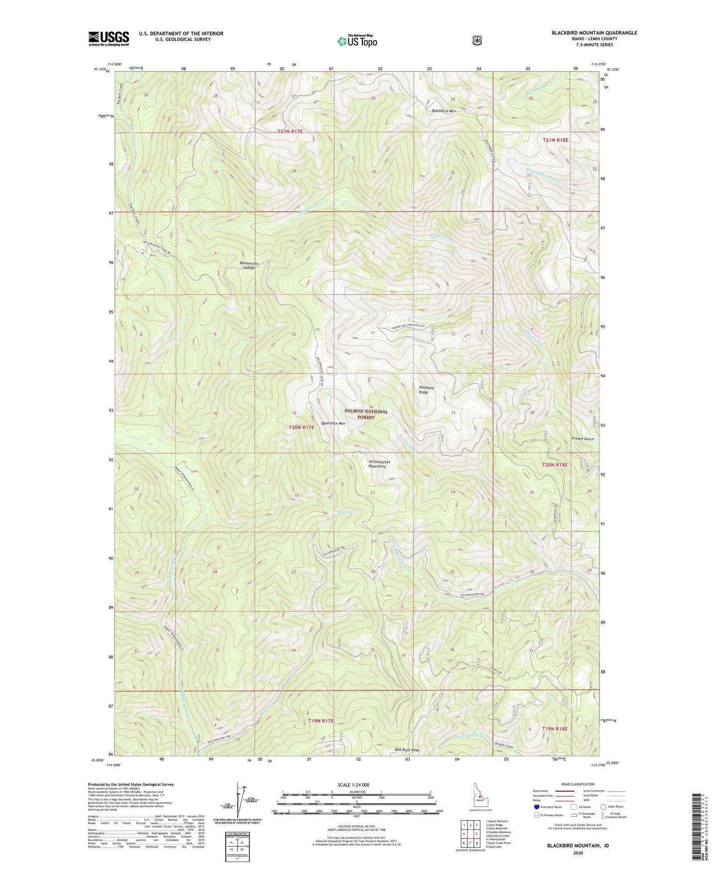 Blackbird Mountain Idaho US Topo Map Image