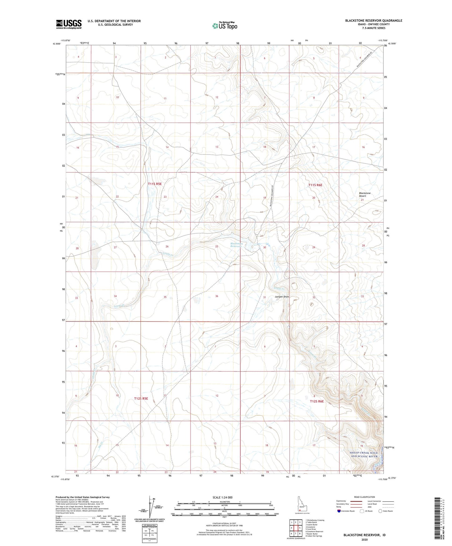 Blackstone Reservoir Idaho US Topo Map Image