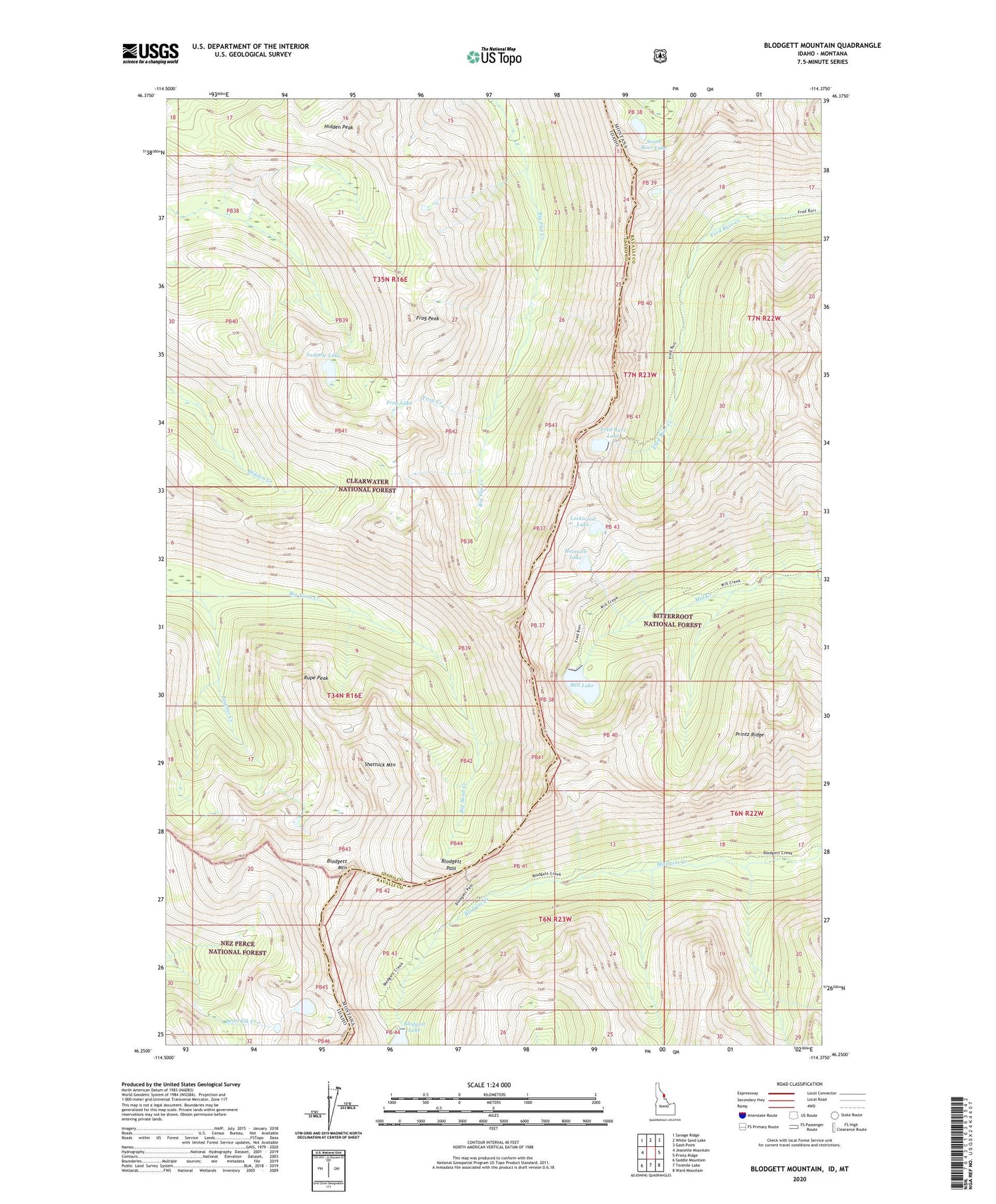 Blodgett Mountain Idaho US Topo Map Image