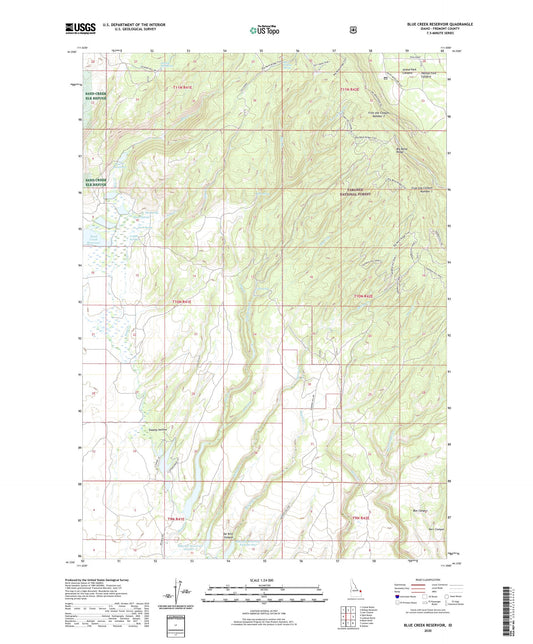 Blue Creek Reservoir Idaho US Topo Map Image