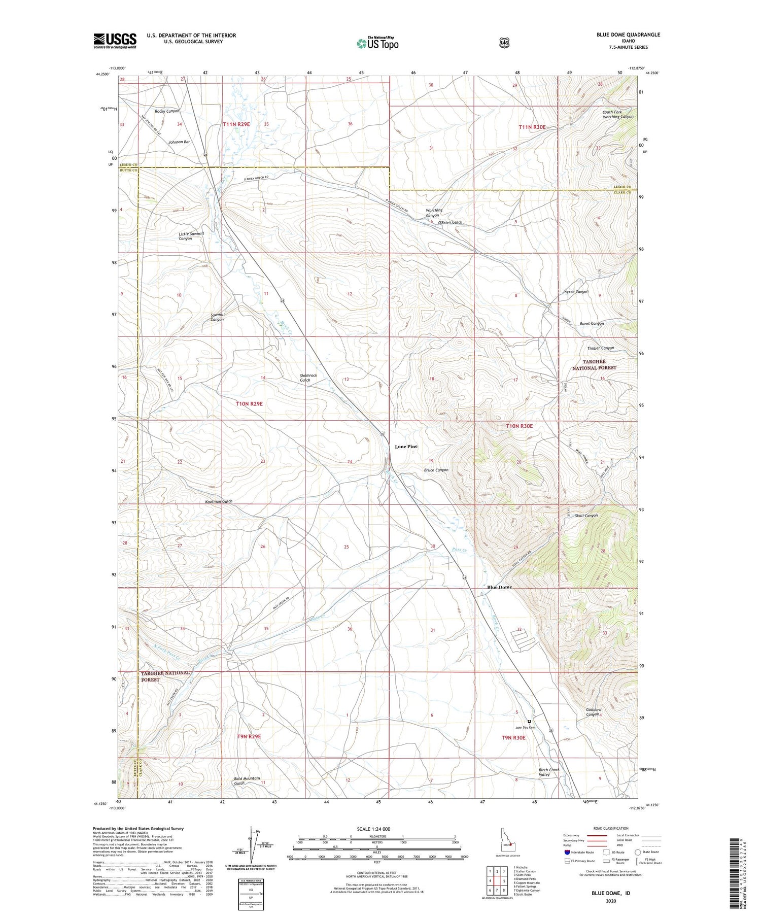 Blue Dome Idaho US Topo Map Image