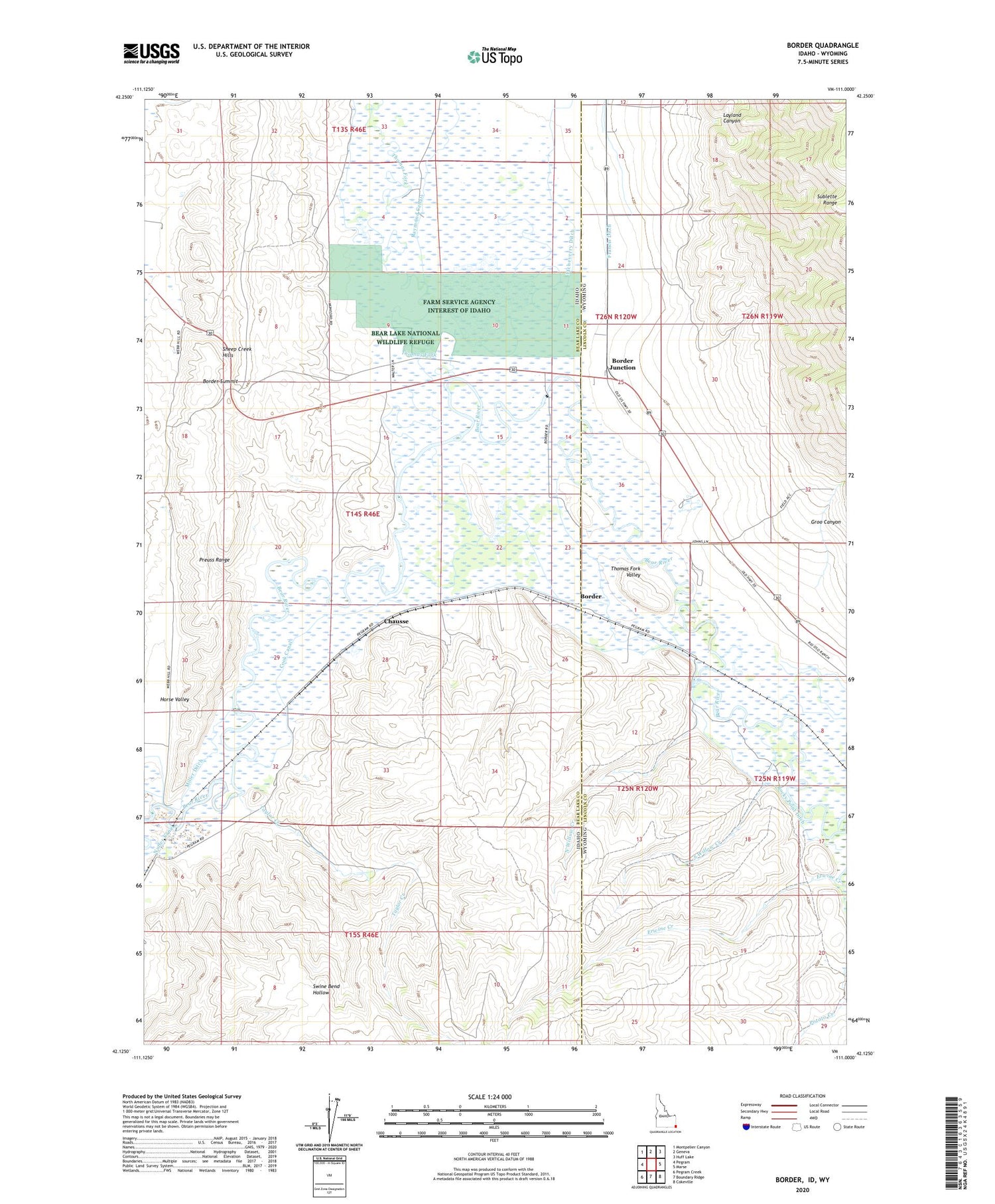 Border Idaho US Topo Map Image