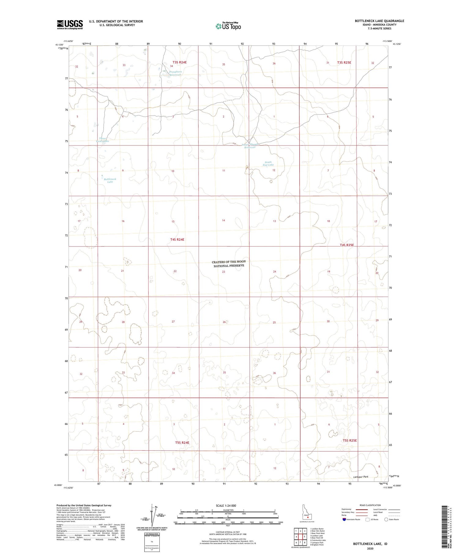 Bottleneck Lake Idaho US Topo Map Image